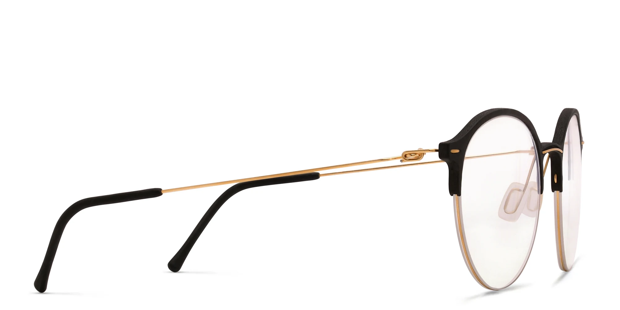 Shop MONOGRAM Unisex Half Rim Round Eyeglasses in Black online.