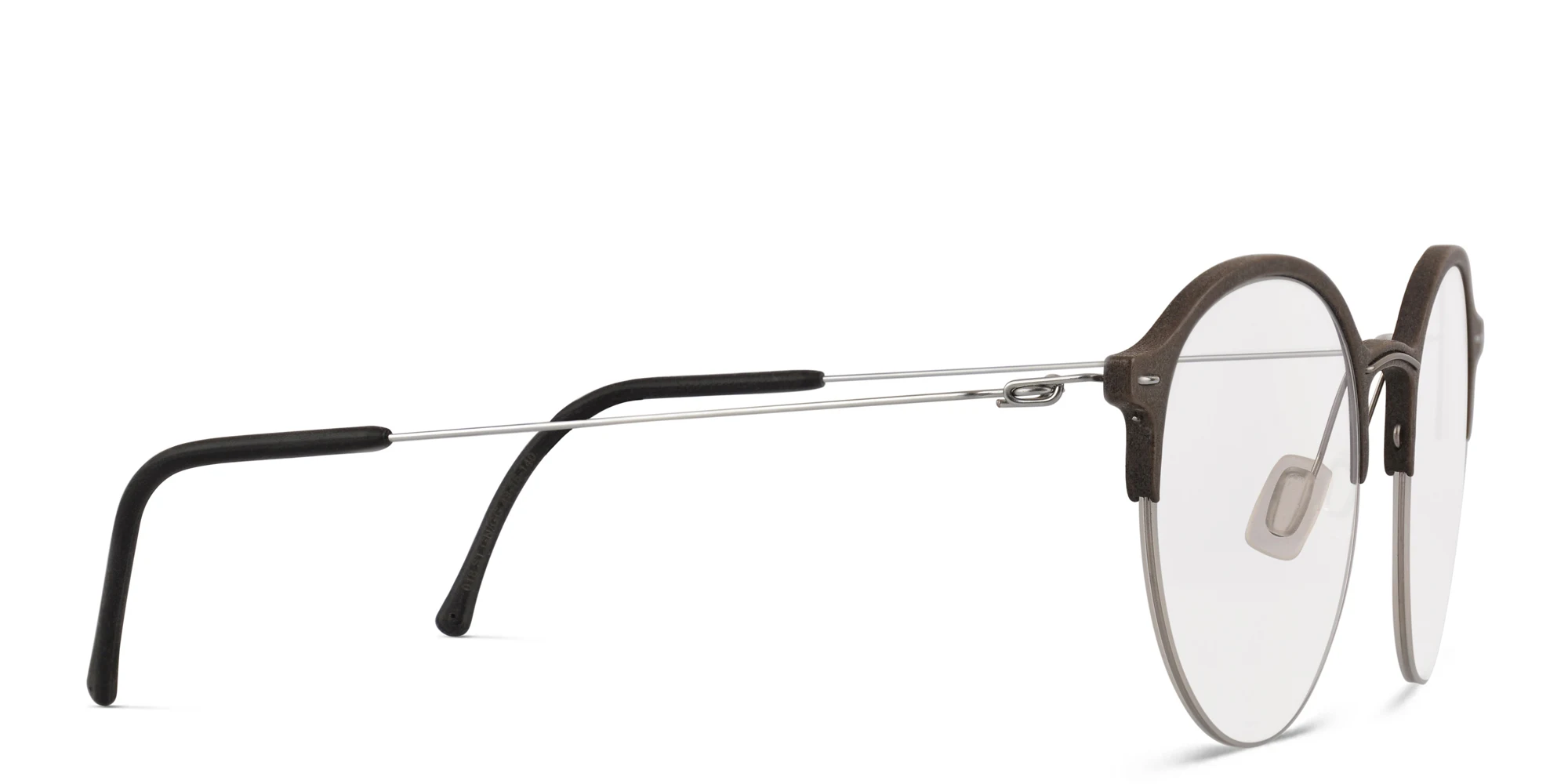 Shop MONOGRAM Unisex Half Rim Round Eyeglasses in Grey online.