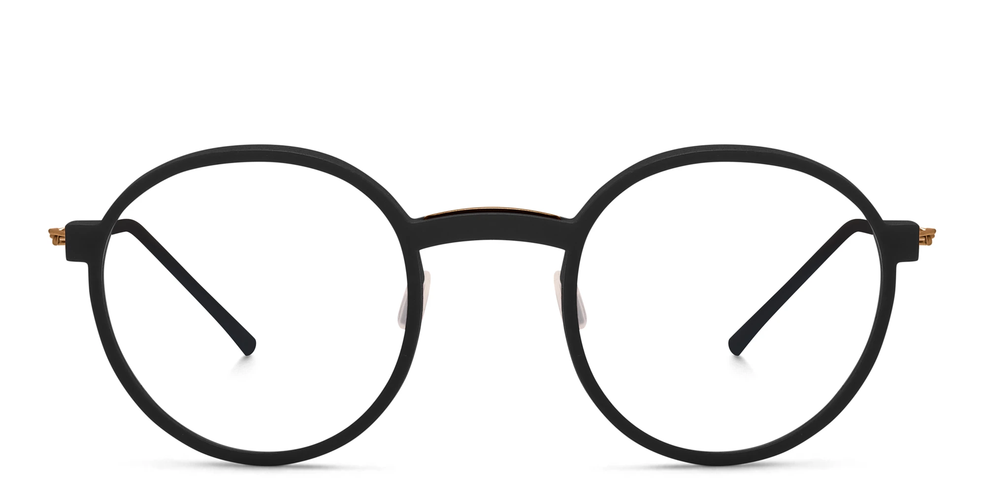 Shop MONOGRAM Unisex Round Eyeglasses in Black Gold online.