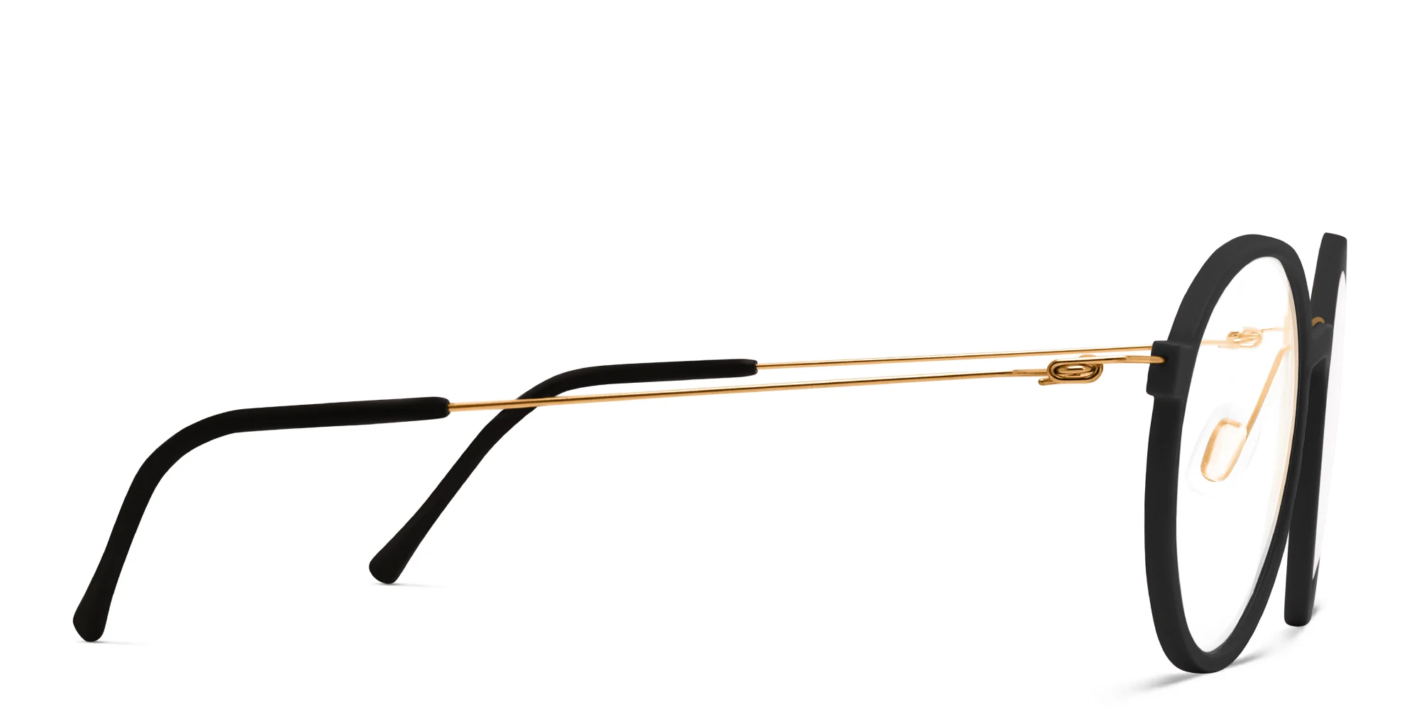 Shop MONOGRAM Unisex Round Eyeglasses in Black Gold online.
