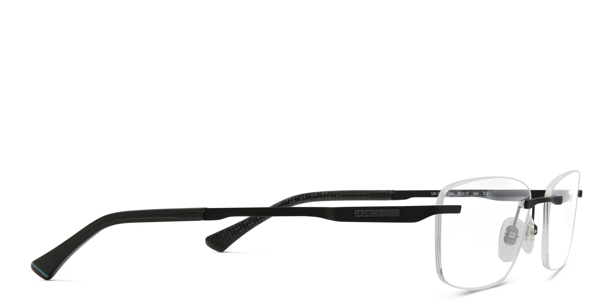 Shop EYE'M Rimless Wide Rectangle Eyeglasses in Black online.