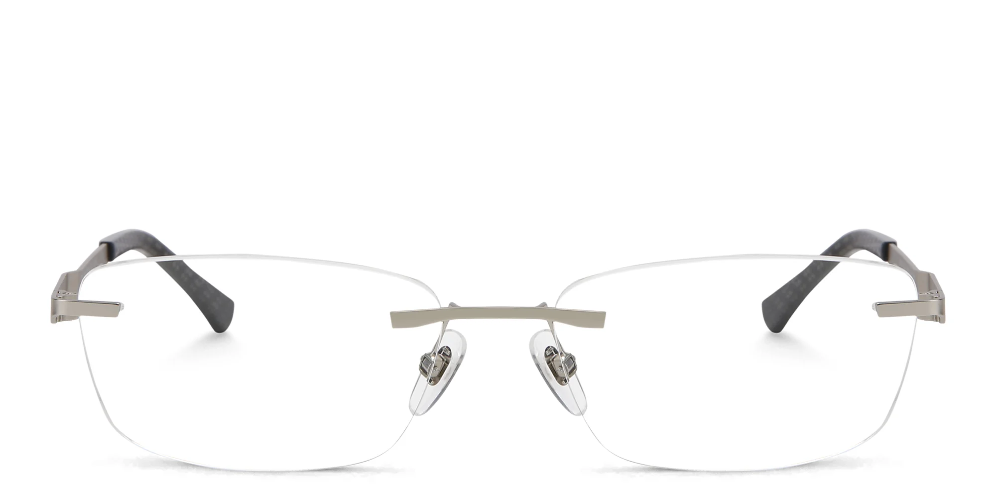 Shop EYE'M Rimless Wide Rectangle Eyeglasses in Grey online.