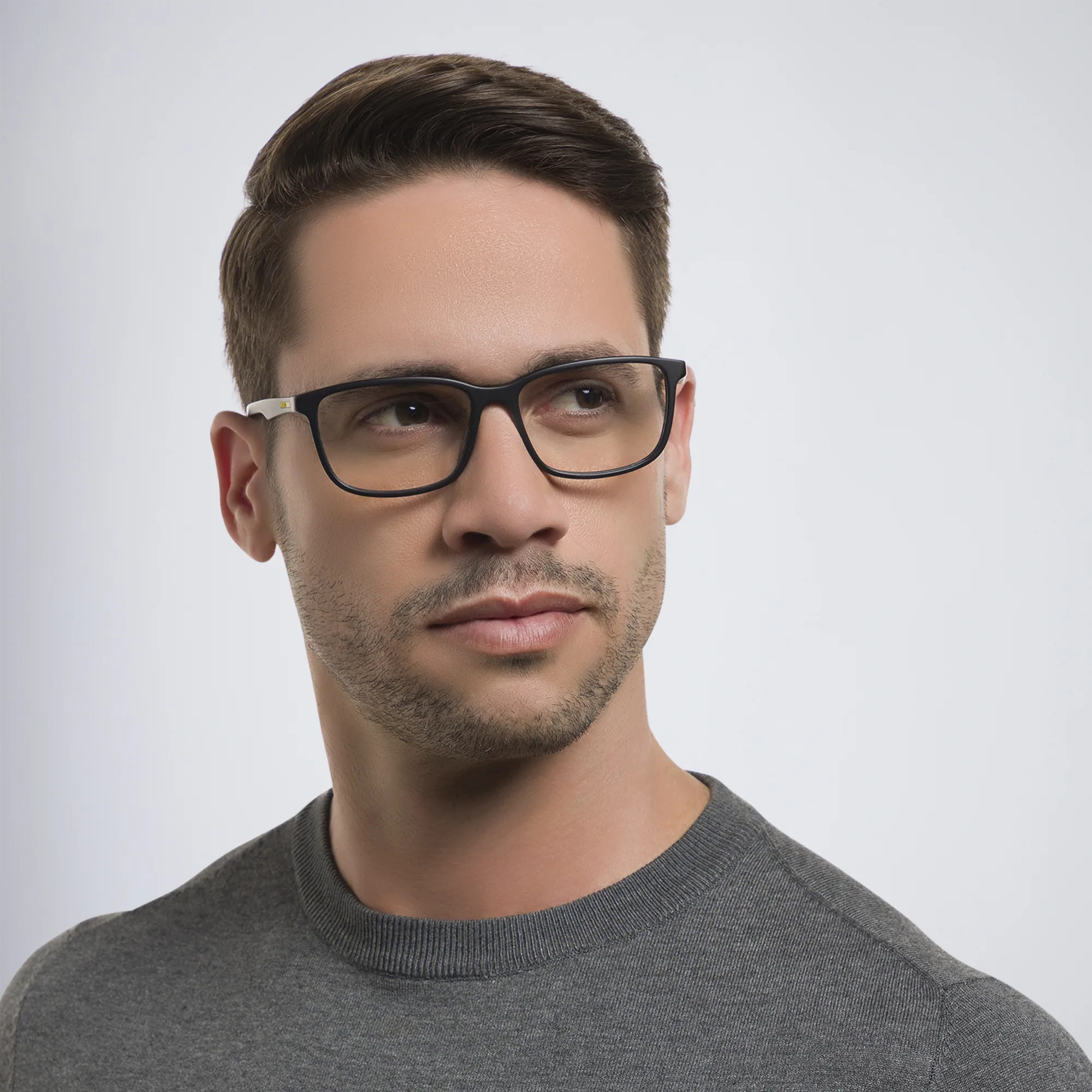 Shop EYE'M Wide Rectangle Eyeglasses in Black online.