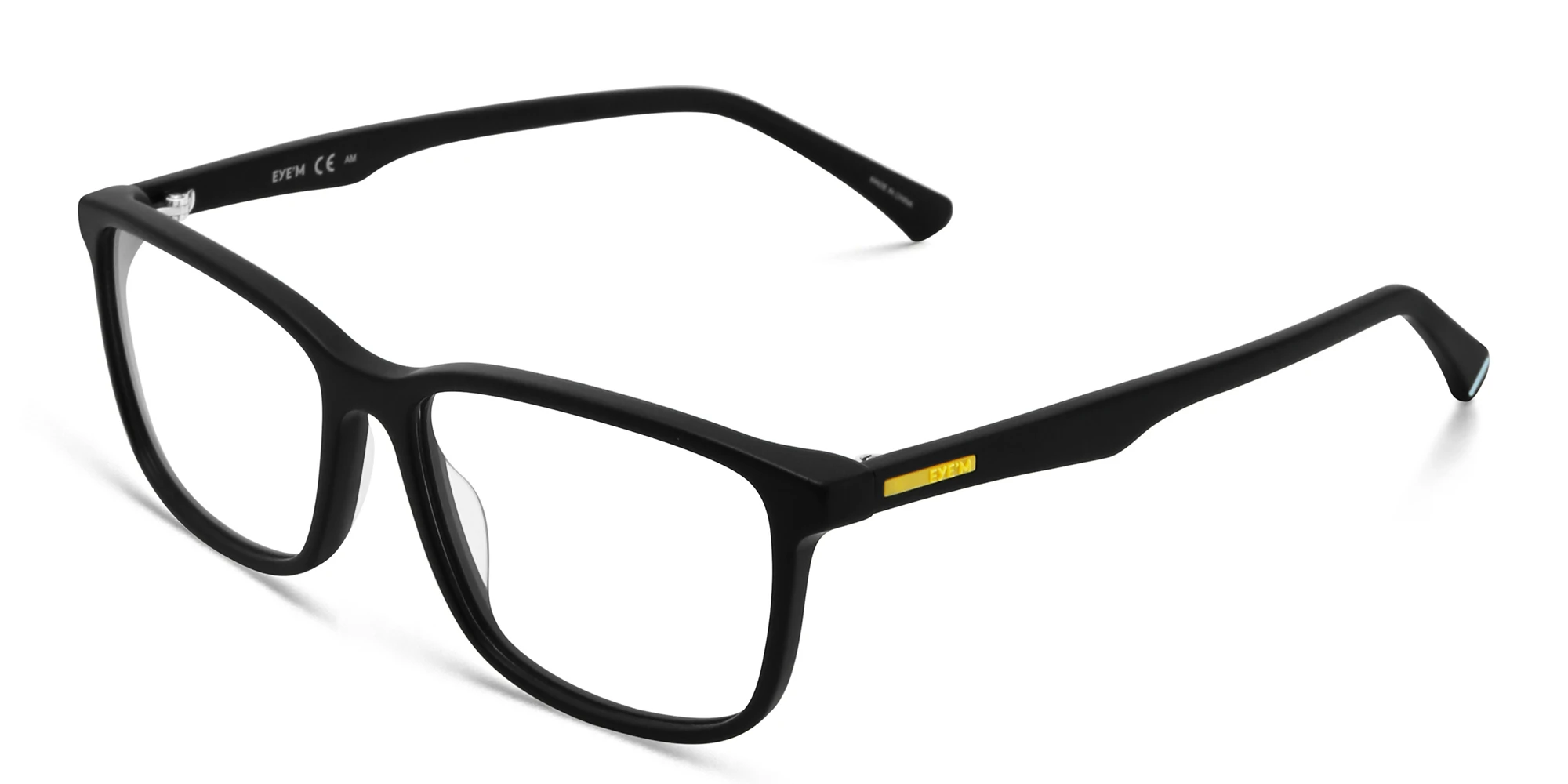 Shop EYE'M Wide Rectangle Eyeglasses in Black online.
