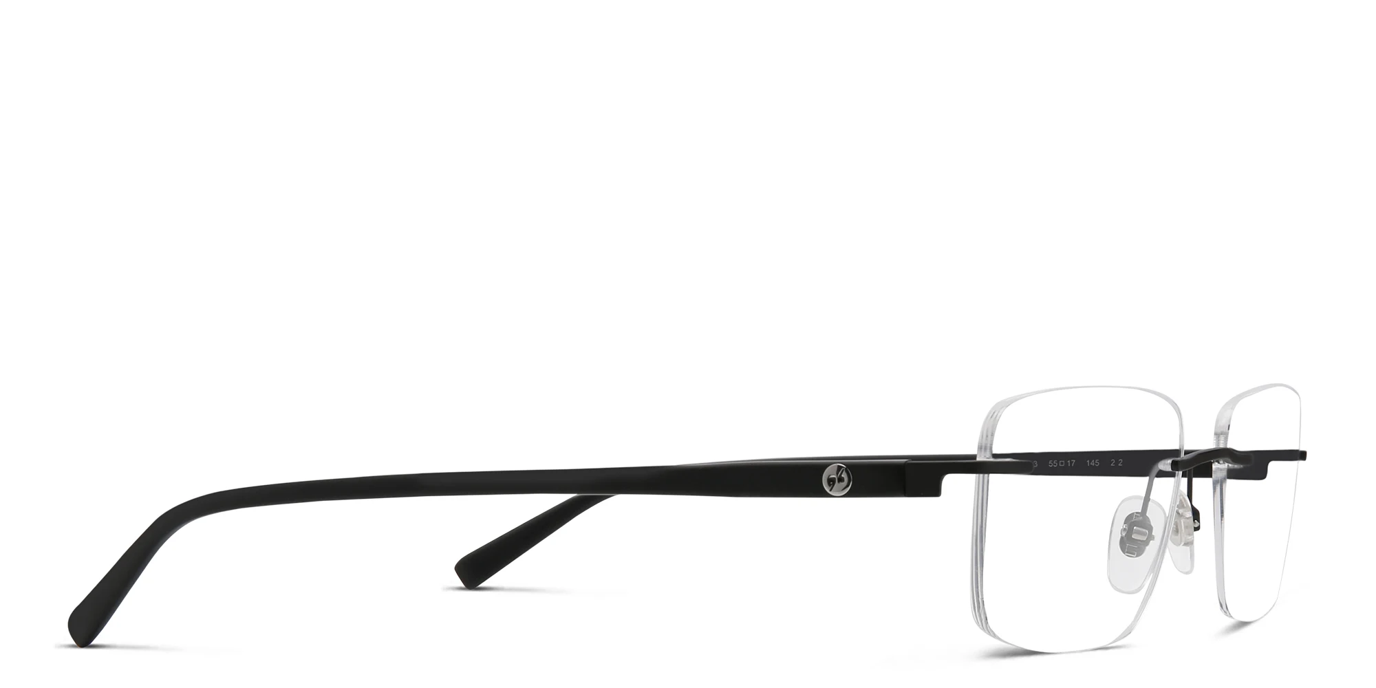 Shop EYE'M Rimless Wide Rectangle Eyeglasses in Black online.