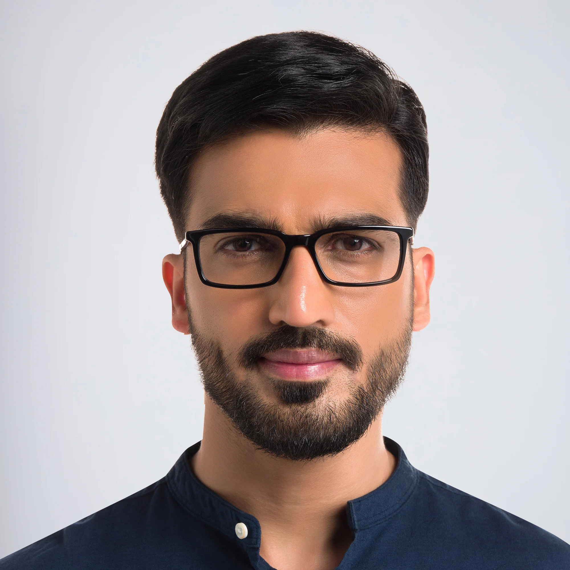 Shop EYE'M Rectangle Eyeglasses in Black & Blue online.