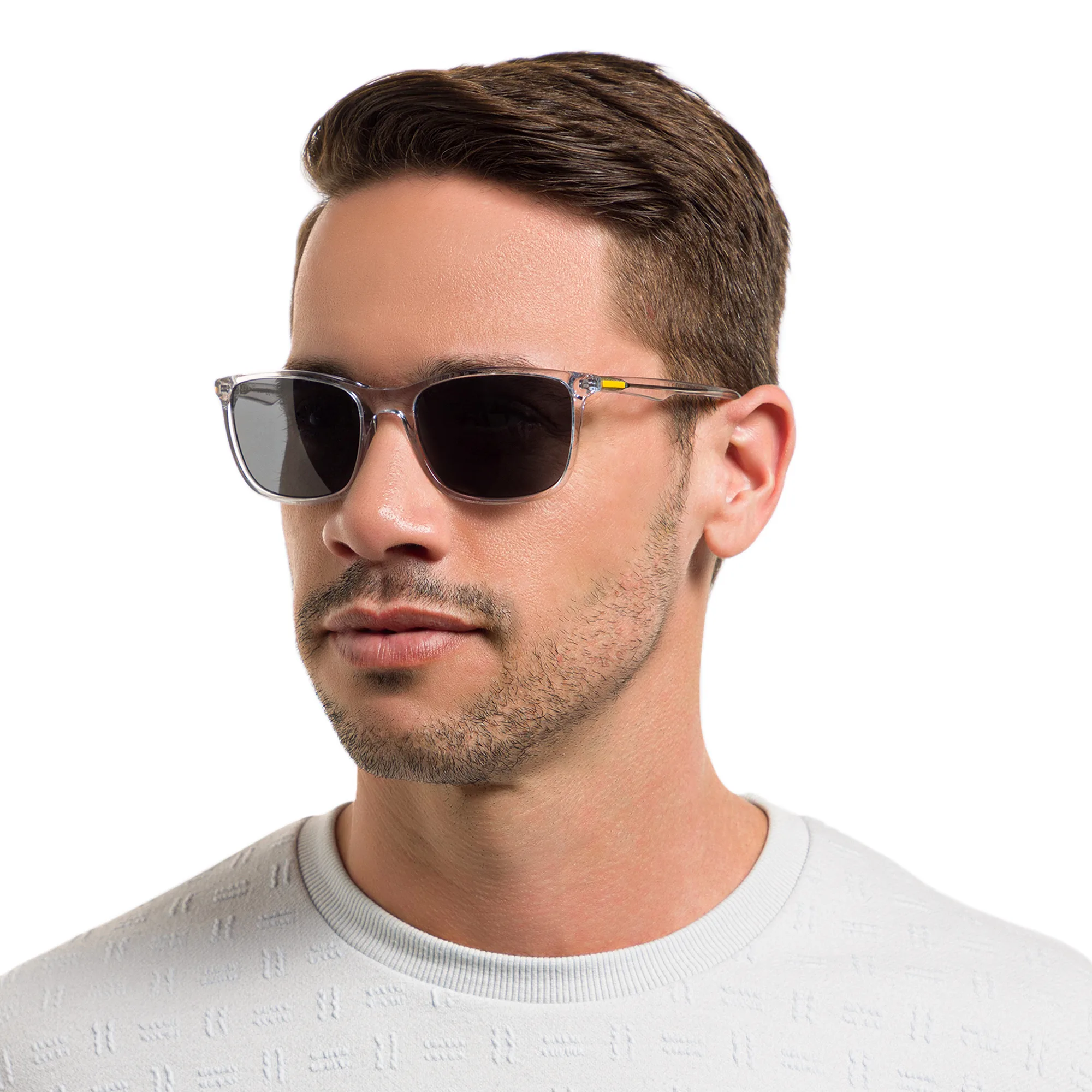Shop EYE'M Rectangle Sunglasses in Clear online.