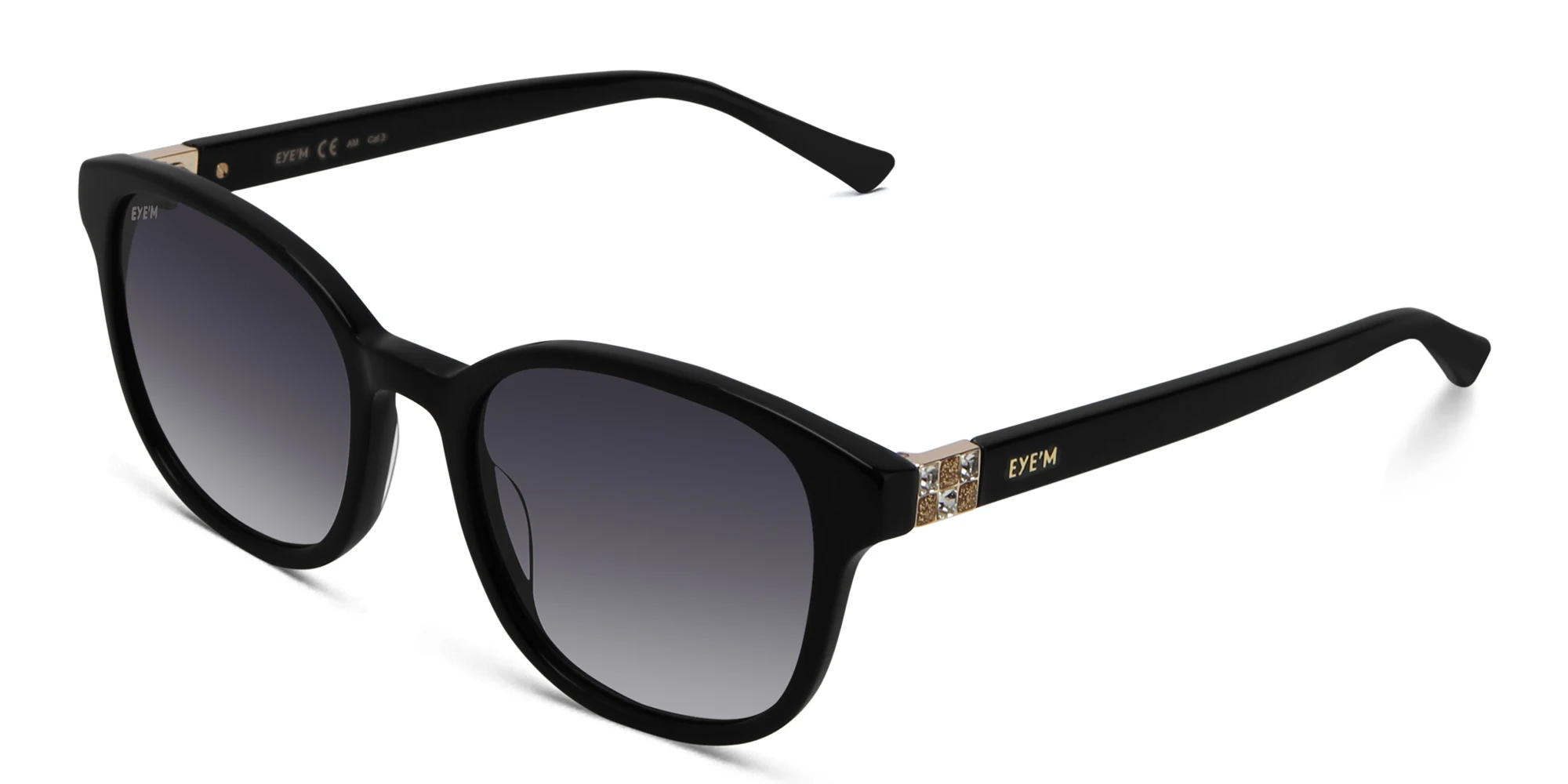 Shop EYE'M Round Sunglasses in Black online.