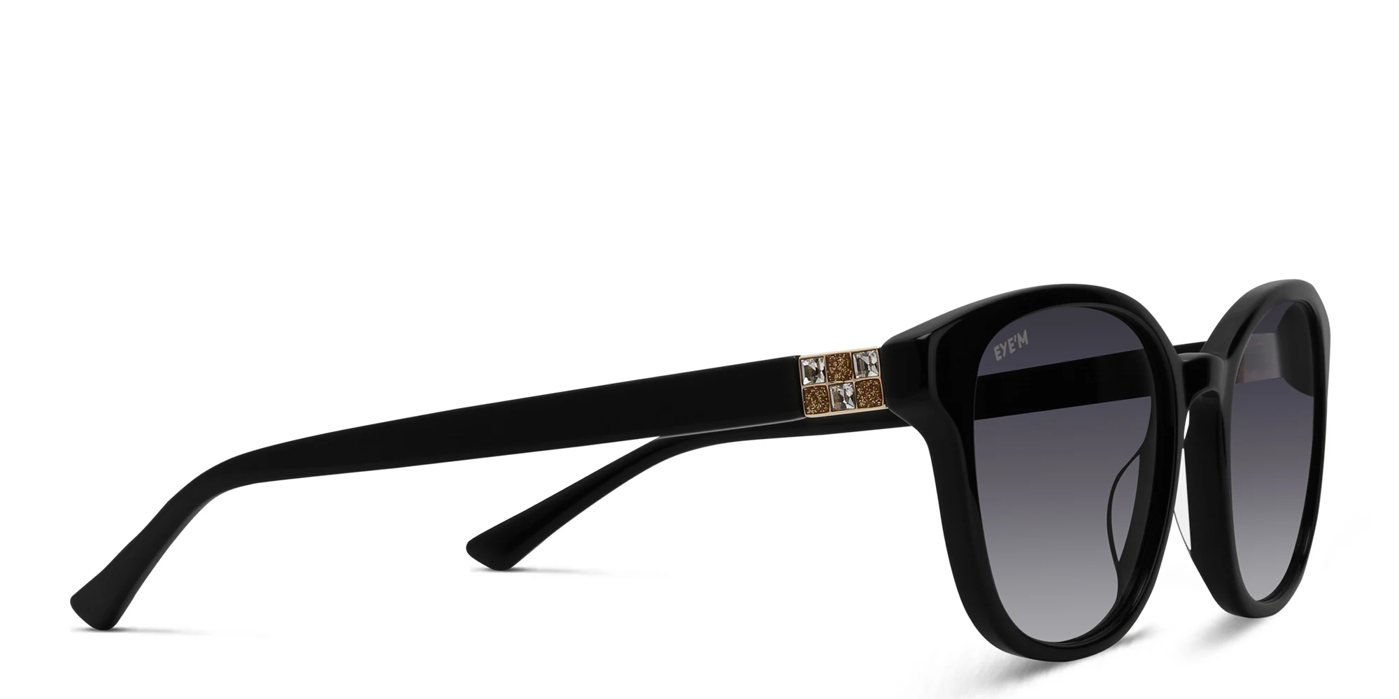 Shop EYE'M Round Sunglasses in Black online.