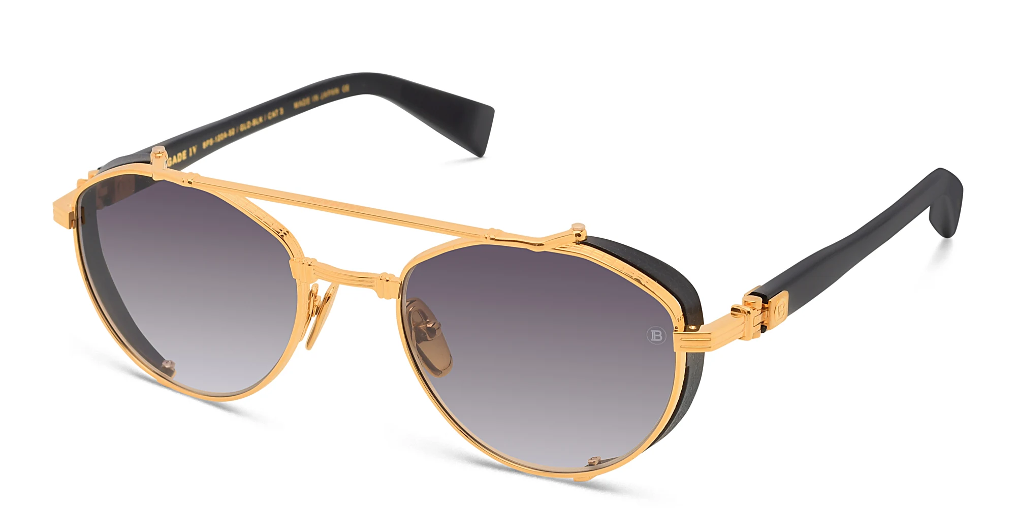 Shop BALMAIN Brigade IV Unisex Round Sunglasses in Gold online.