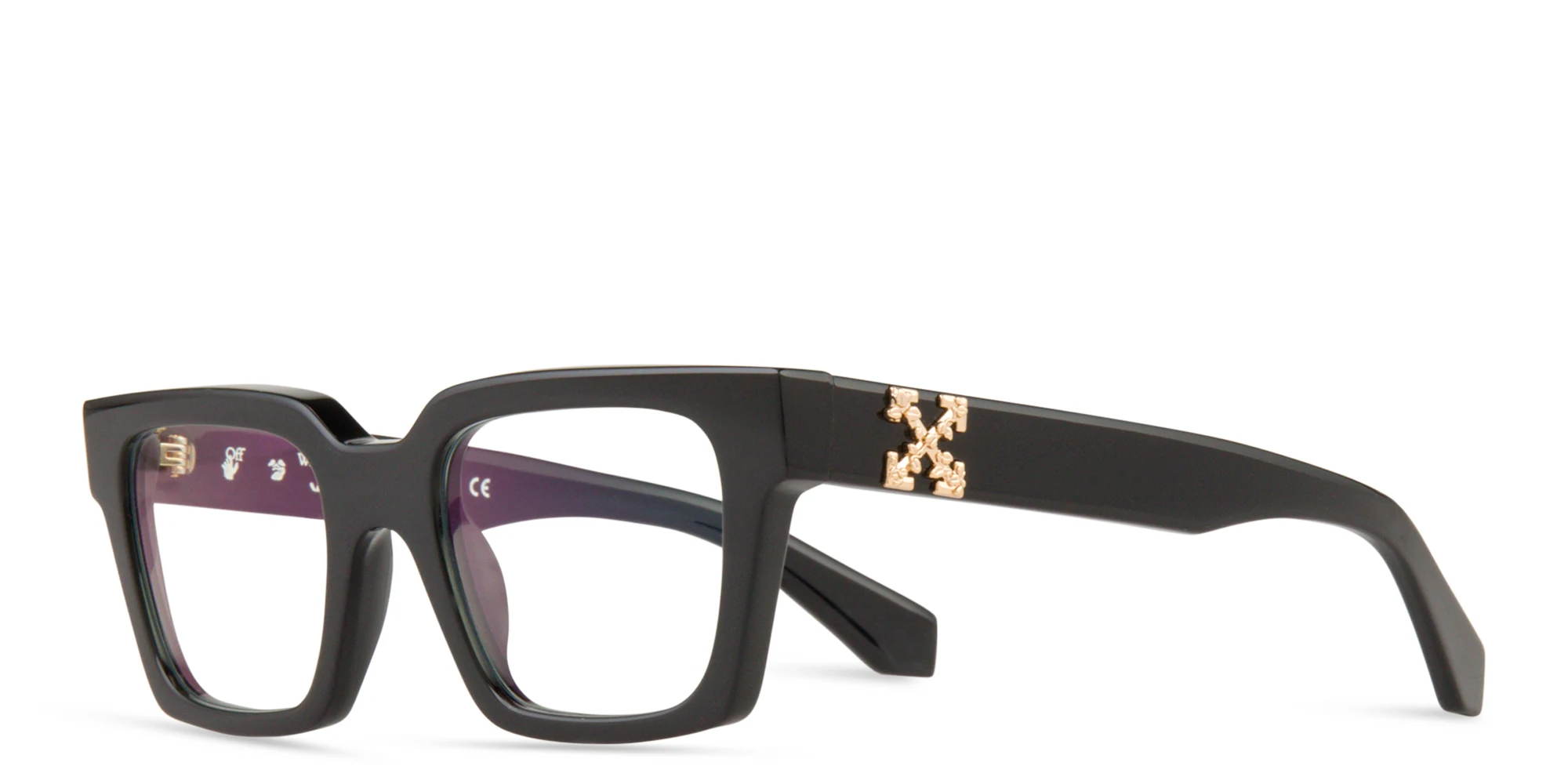 Shop OFF WHITE Style 21 Unisex Square Eyeglasses in Black online.