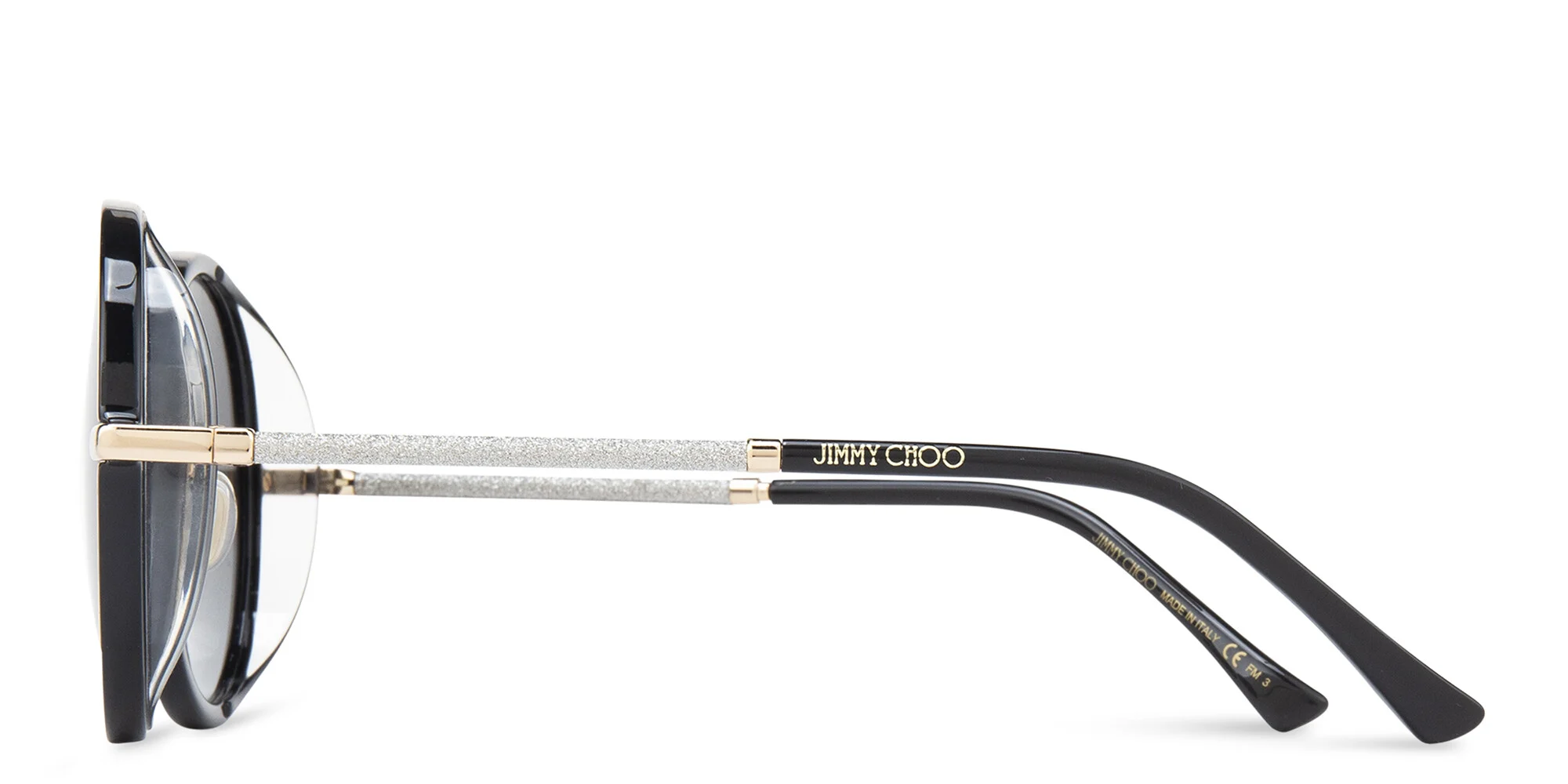 Shop JIMMY CHOO Oversized Round Sunglasses in Black online.