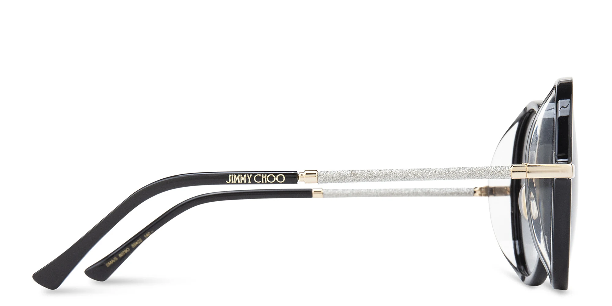 Shop JIMMY CHOO Oversized Round Sunglasses in Black online.