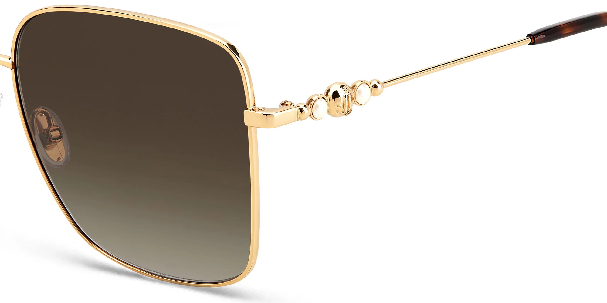 Shop JIMMY CHOO Hester/S Square Sunglasses in Gold Havana online.