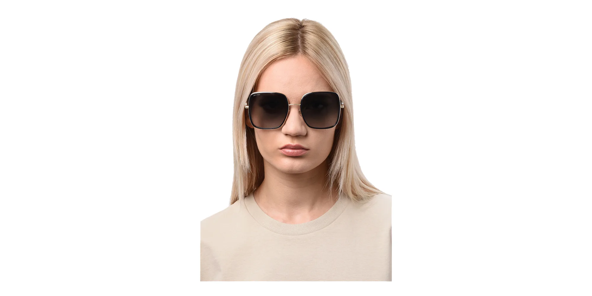 Shop JIMMY CHOO Jayla/S Square Sunglasses in Gold Grey online.