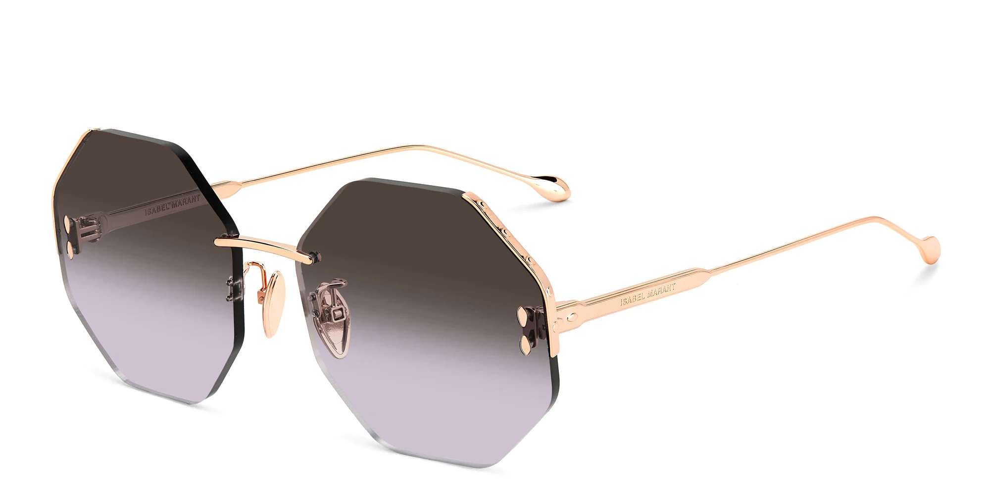 Shop ISABEL MARANT Half Rim Irregular Sunglasses in Rose Gold online.