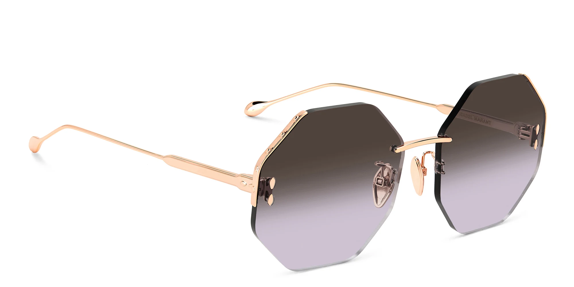 Shop ISABEL MARANT Half Rim Irregular Sunglasses in Rose Gold online.
