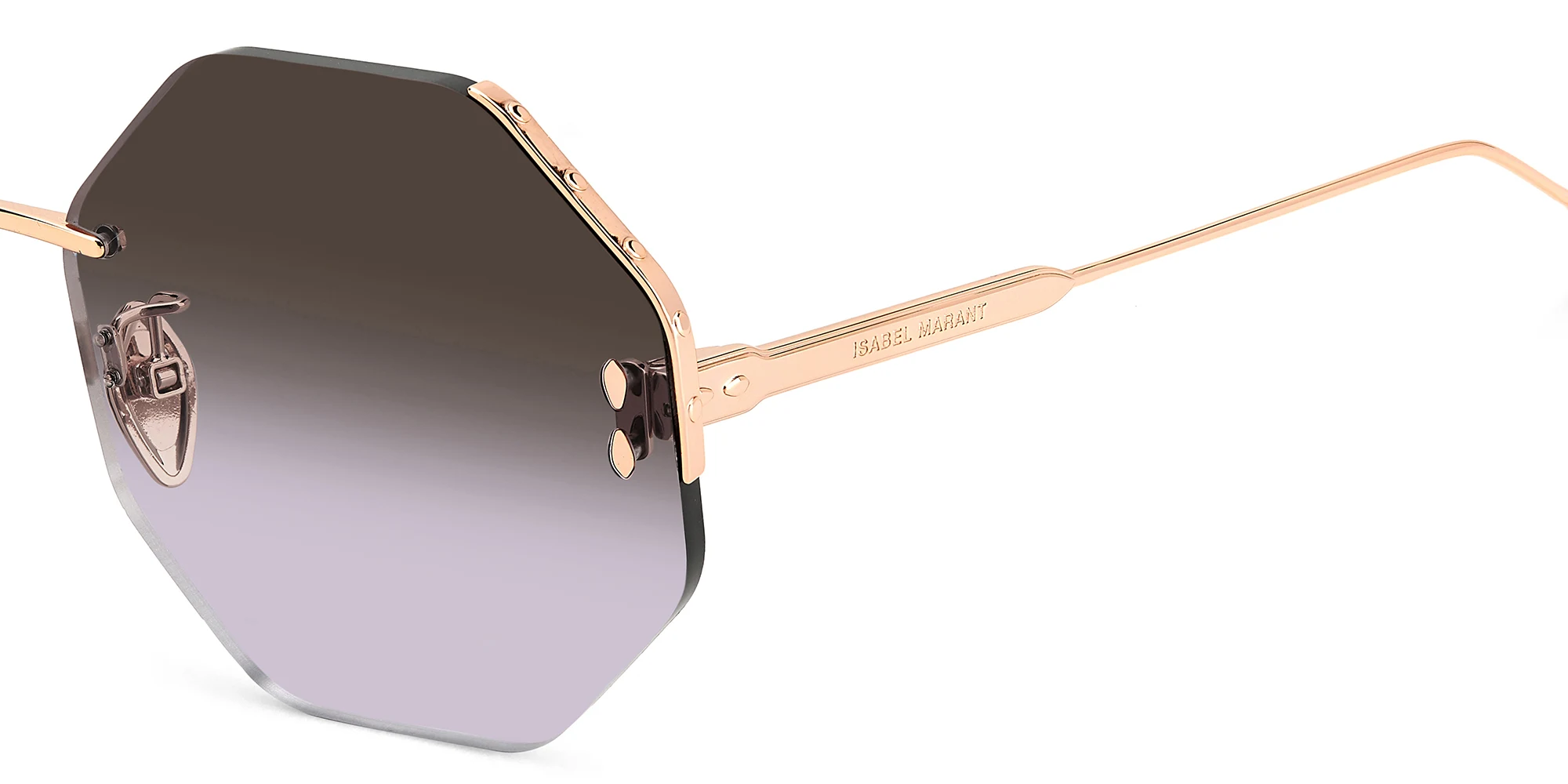 Shop ISABEL MARANT Half Rim Irregular Sunglasses in Rose Gold online.