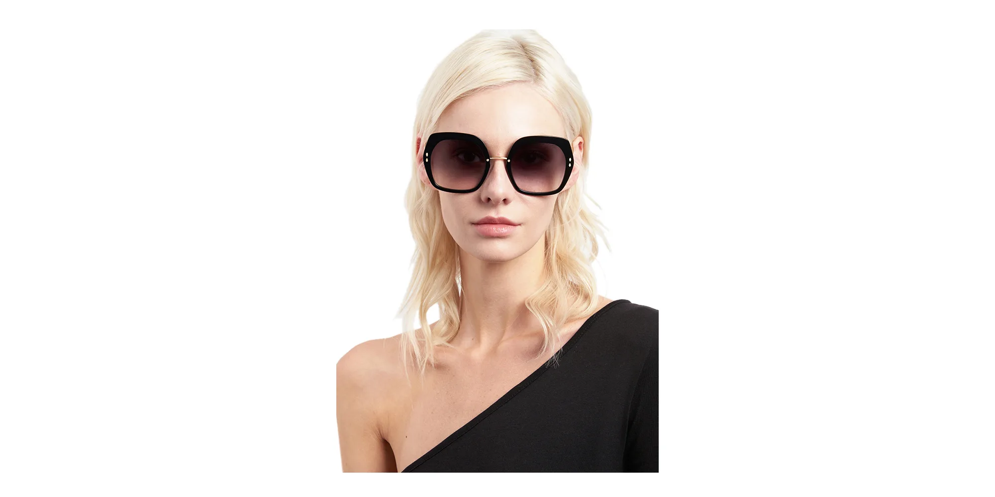 Shop ISABEL MARANT Square Sunglasses in Black Gold online.