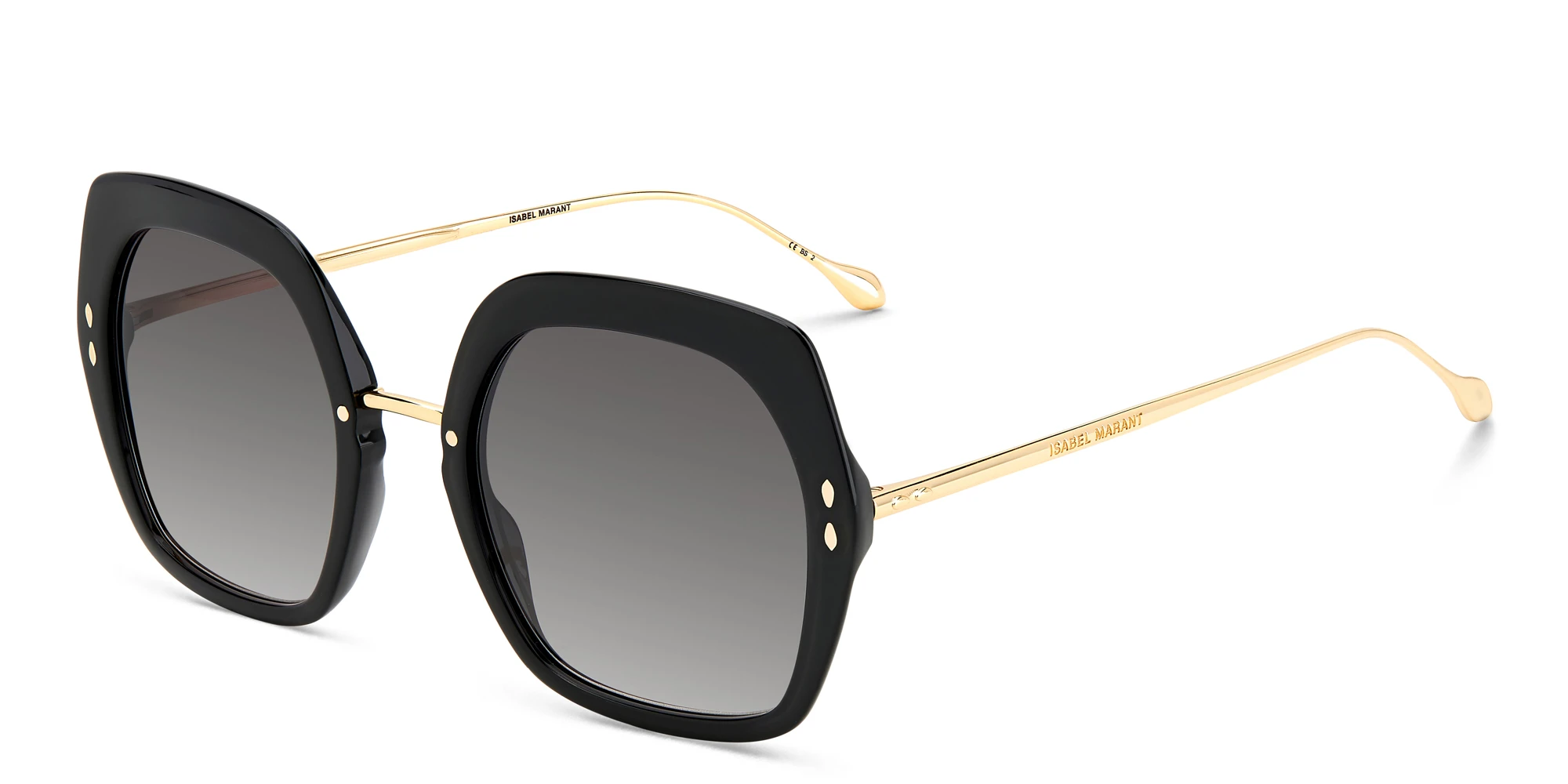 Shop ISABEL MARANT Square Sunglasses in Black Gold online.