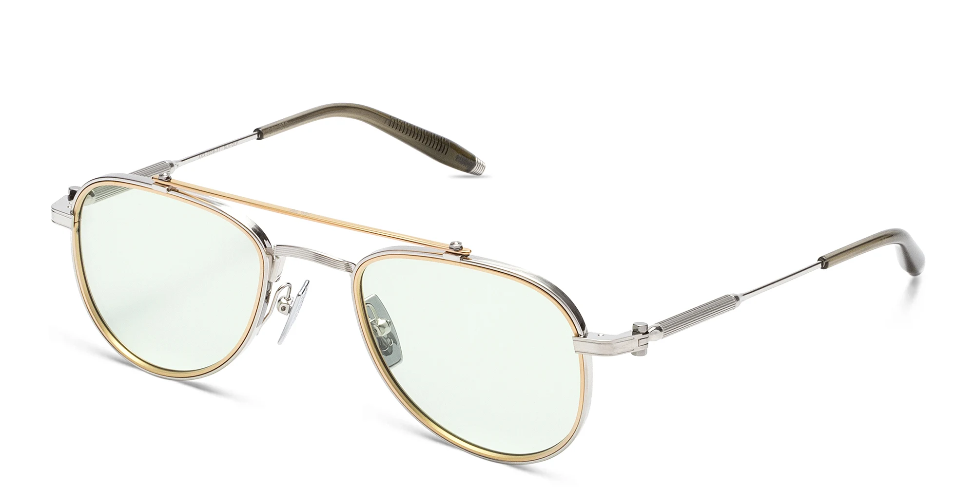 Shop AKONI Calisto Unisex Aviator Eyeglasses in Silver online.