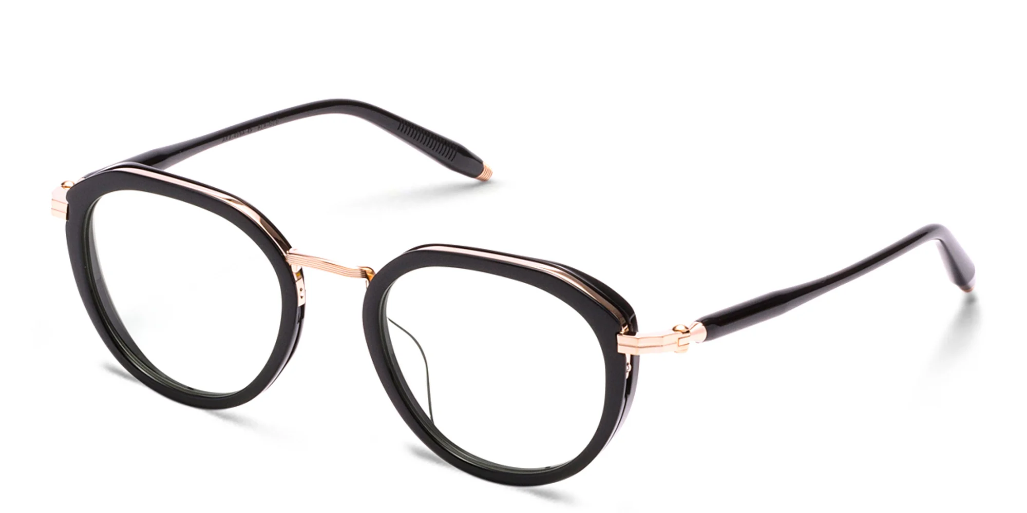 Shop AKONI Camera Unisex Round Eyeglasses in Black online.