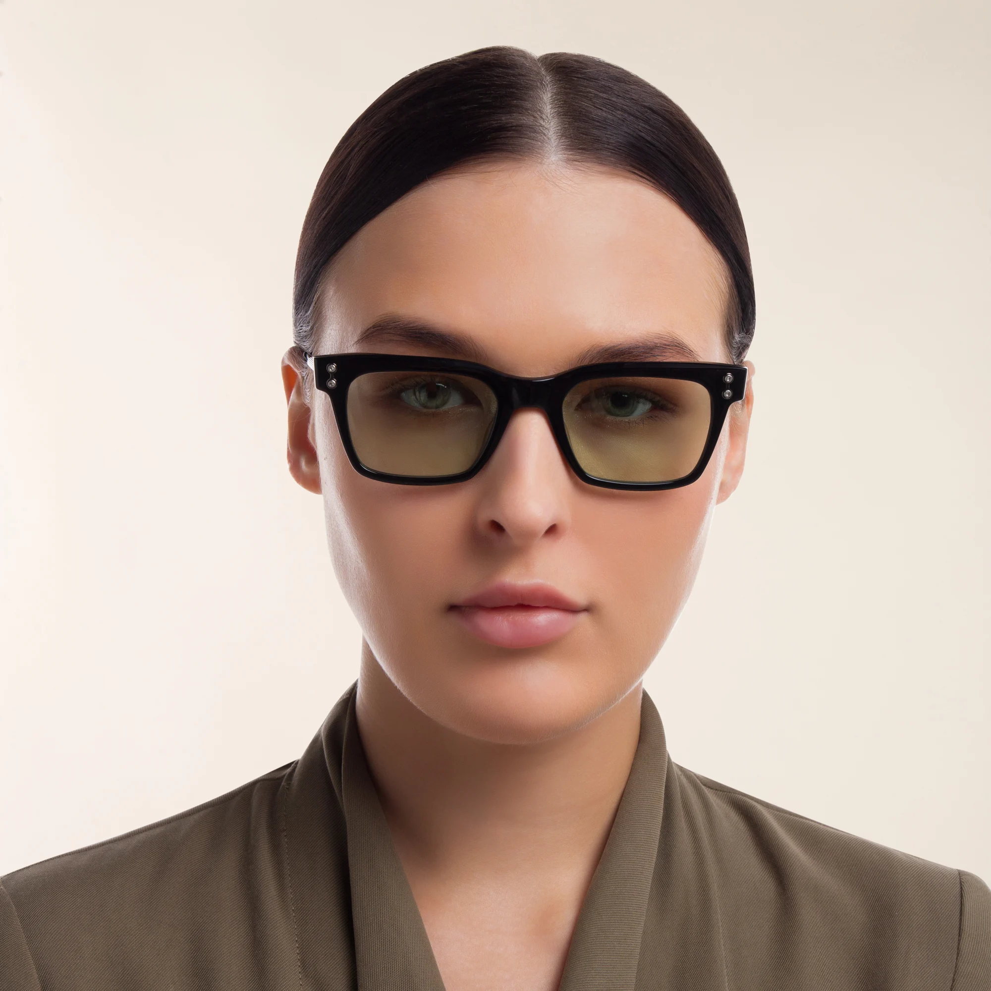 Shop AKONI Kepler Unisex Rectangle Eyeglasses in Black online.