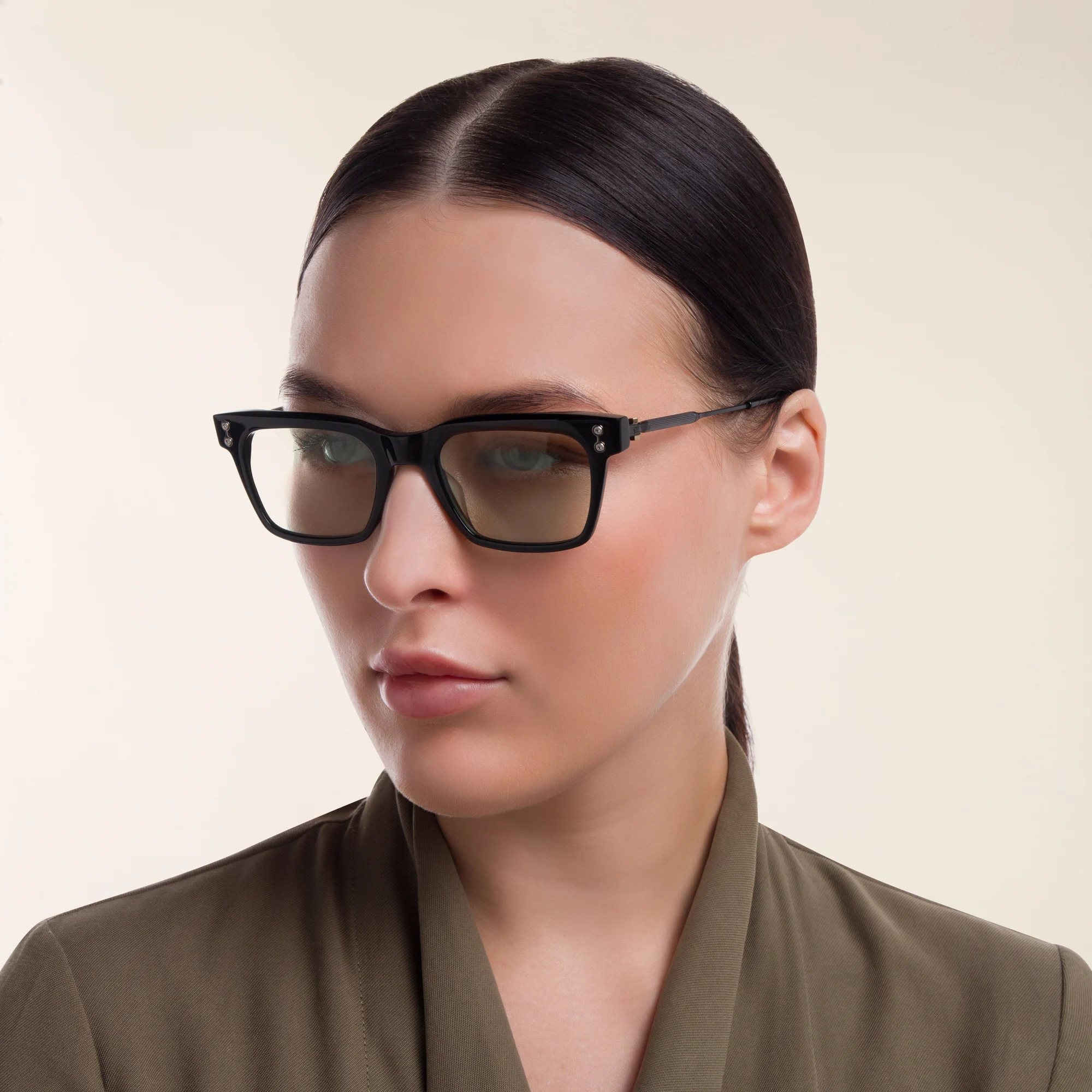 Shop AKONI Kepler Unisex Rectangle Eyeglasses in Black online.