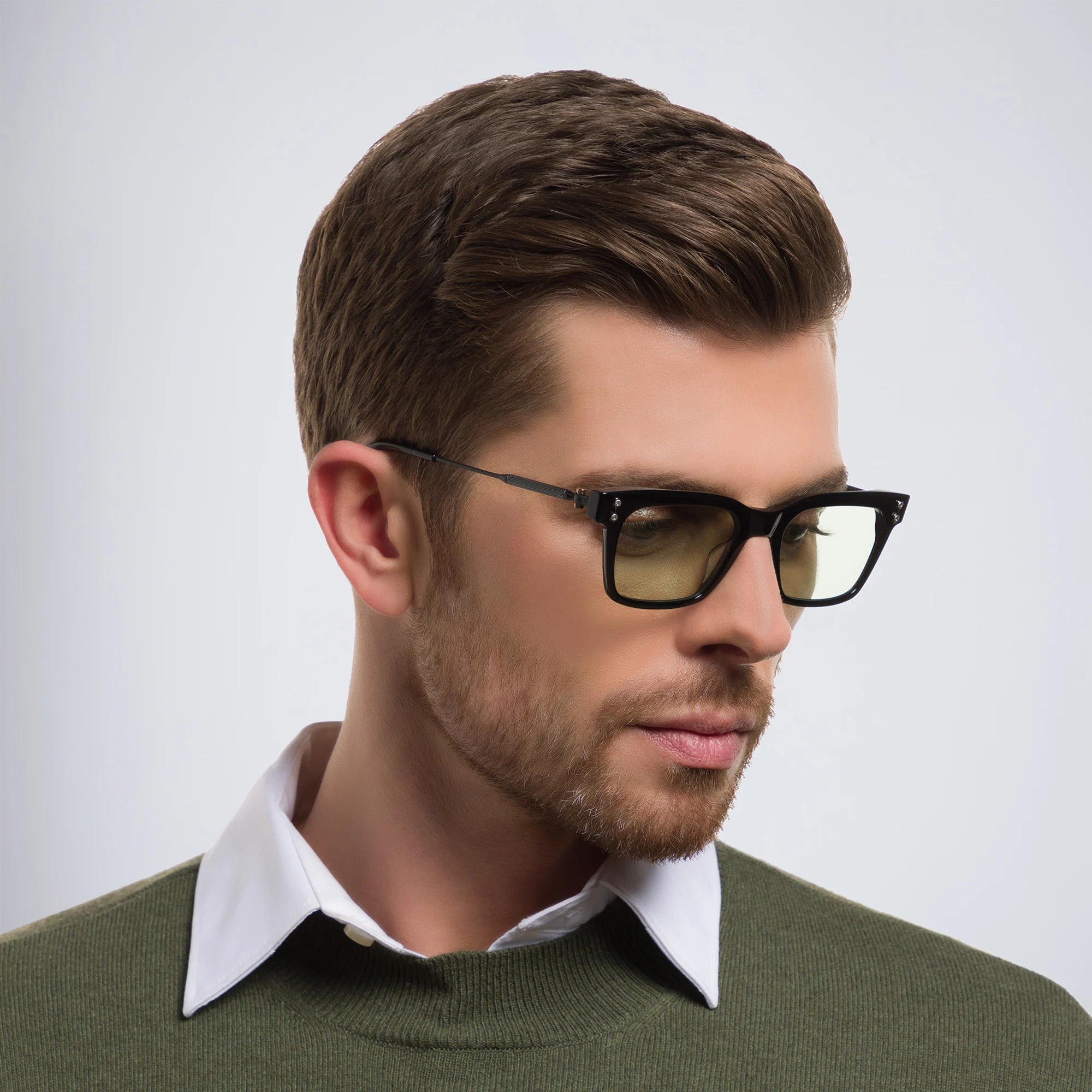 Shop AKONI Kepler Unisex Rectangle Eyeglasses in Black online.