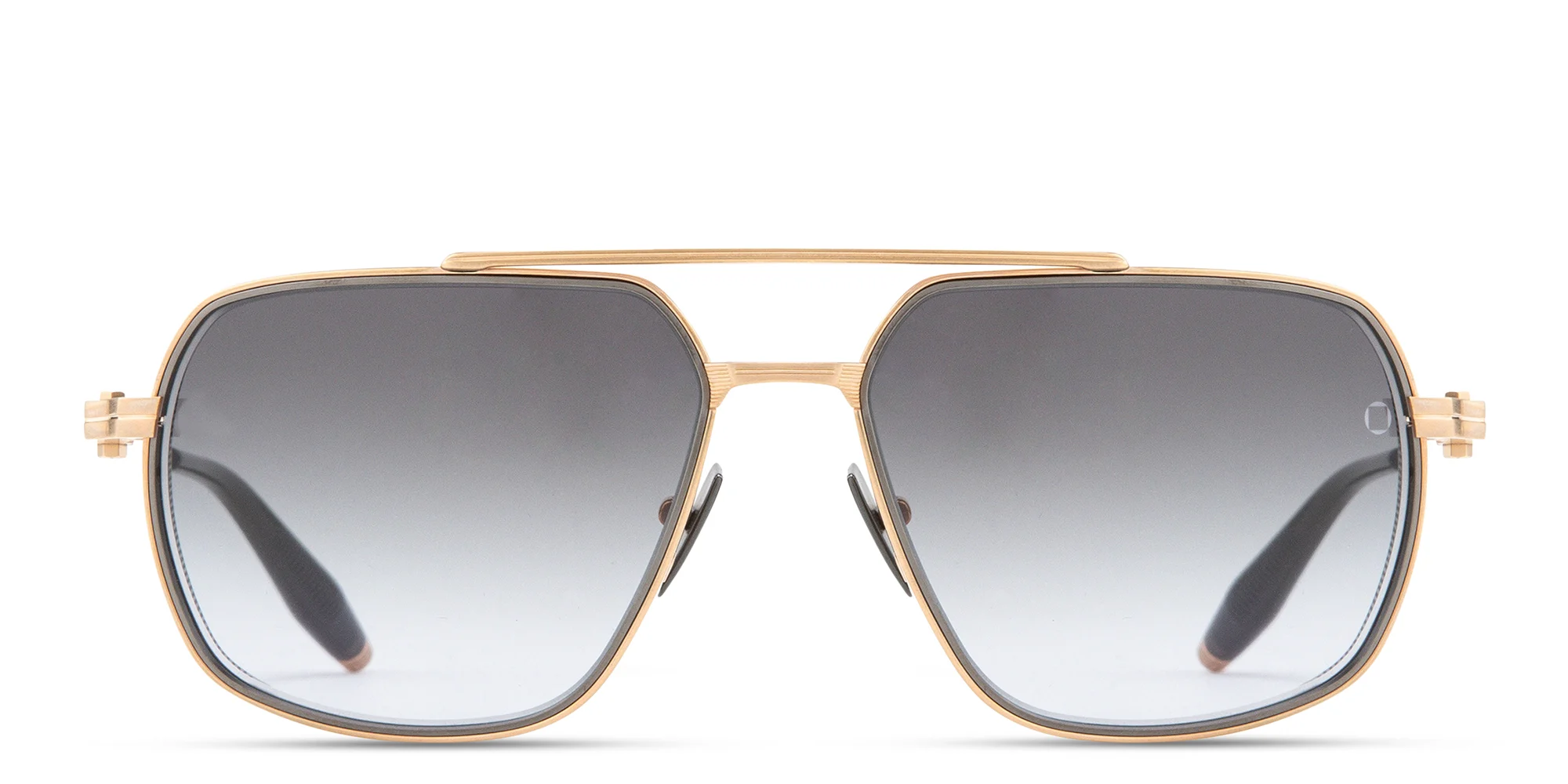 Shop AKONI Pathfinder Rectangle Sunglasses in Gold online.