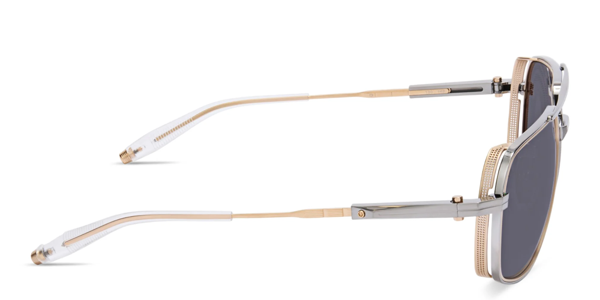 Shop AKONI Pathfinder Aviator Sunglasses in Brushed Black Palladium & Gold online.