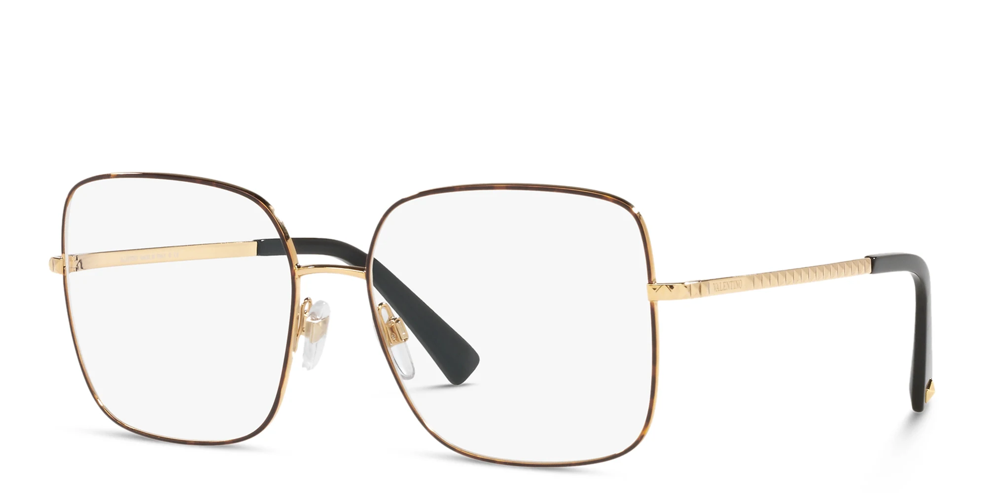 Shop VALENTINO Wide Square Eyeglasses in Havana online.