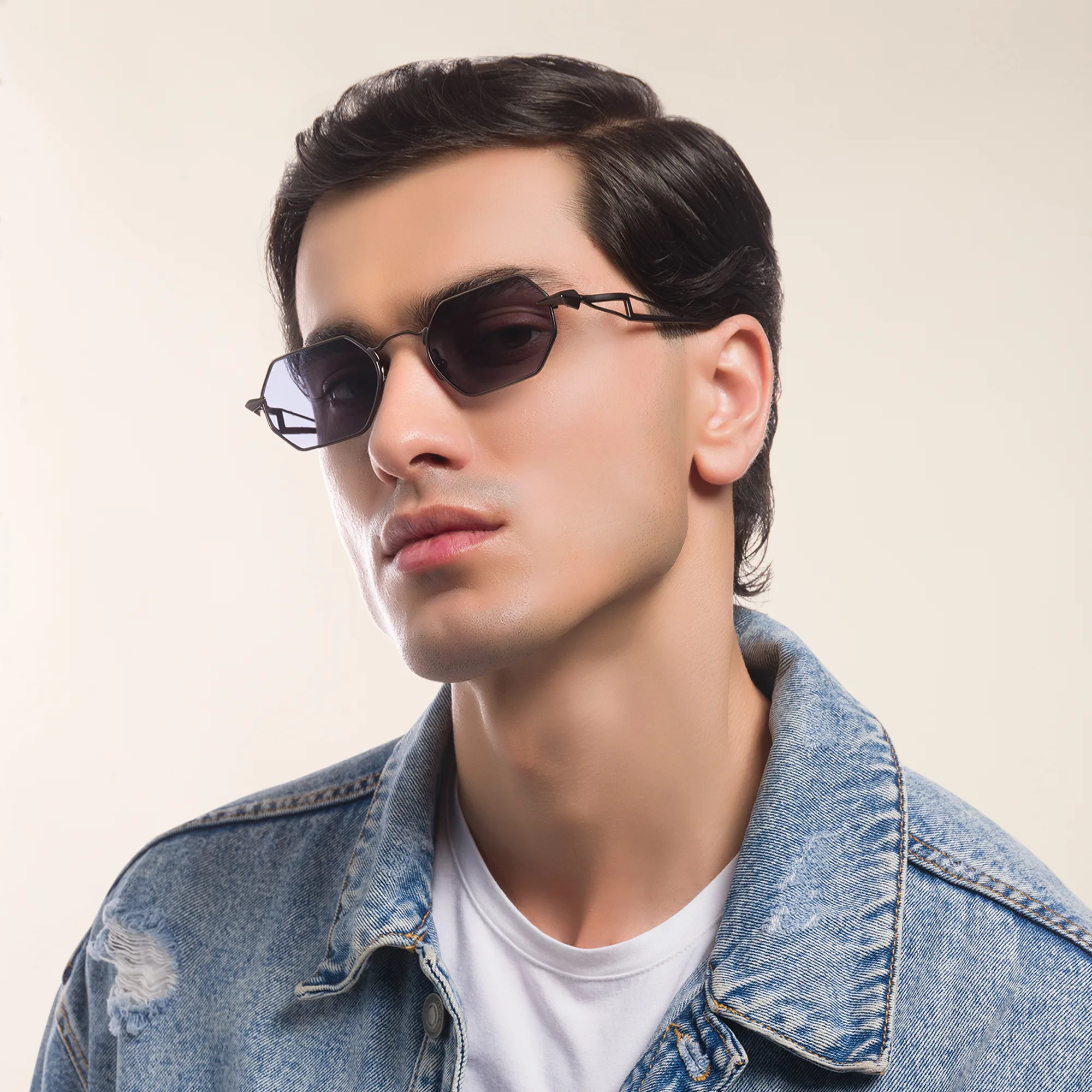 Shop SPILTMILK Hermes Unisex Irregular Sunglasses in Silver online.