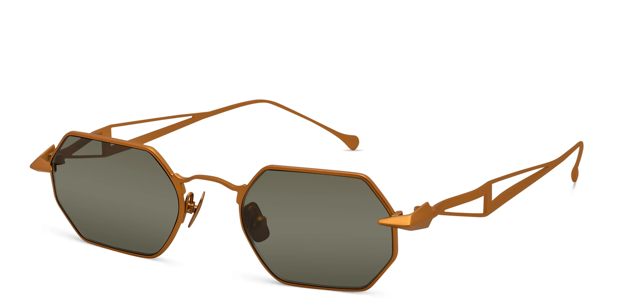 Shop SPILTMILK Hermes Unisex Irregular Sunglasses in Gold online.