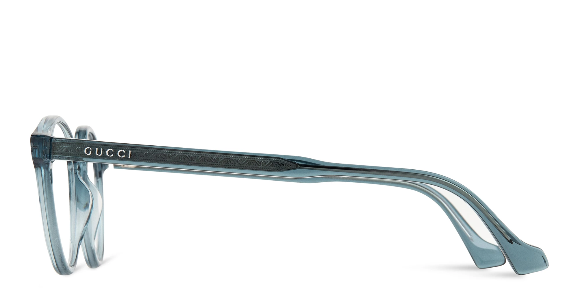 Shop GUCCI Unisex Round Eyeglasses in Blue online.