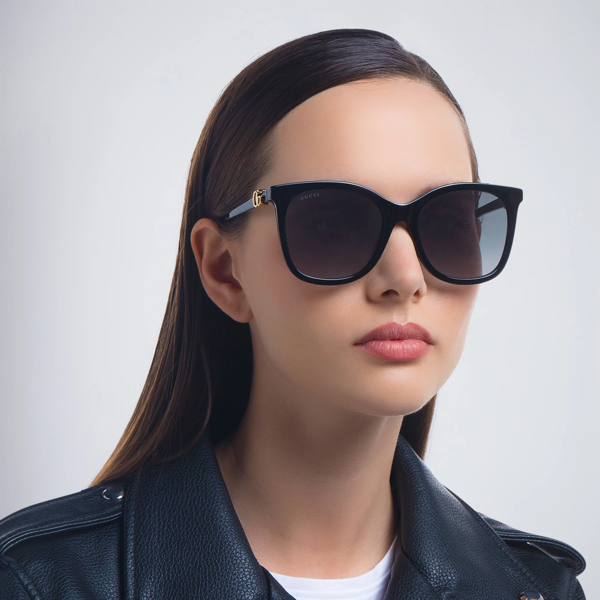 Shop GUCCI Square Sunglasses in Black online.