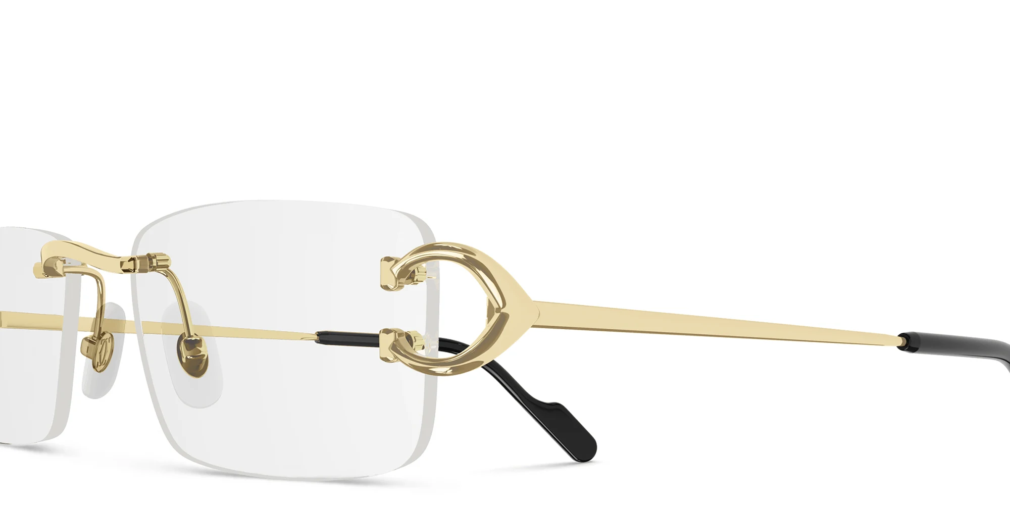 Shop Cartier Signature 'C'de Cartier Rimless Eyeglasses in Gold online.