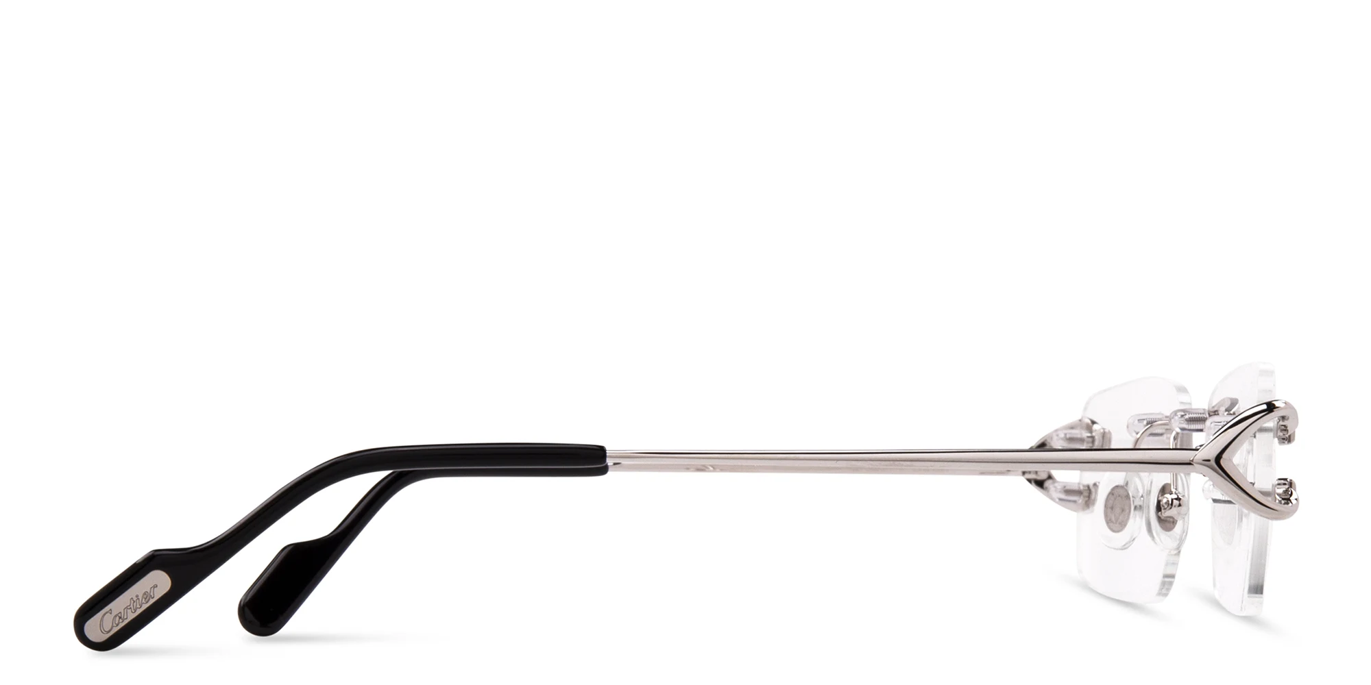 Shop Cartier Signature 'C'de Cartier Rimless Eyeglasses in Silver online.