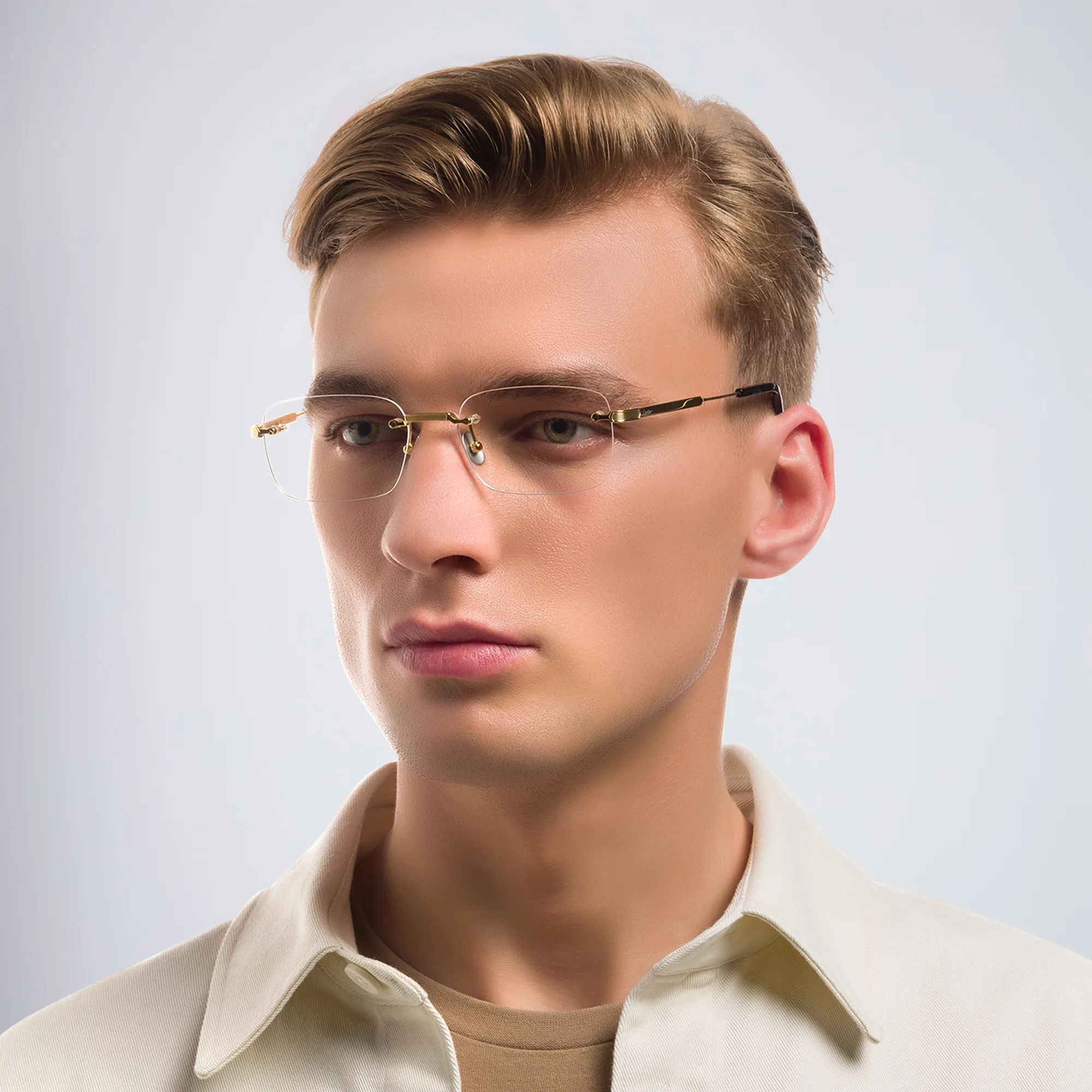 تسوق نظارات طبية سينياتور سي دو كارتييه واسعة بدون إطار كارتييه بلون ذهبي أونلاين.