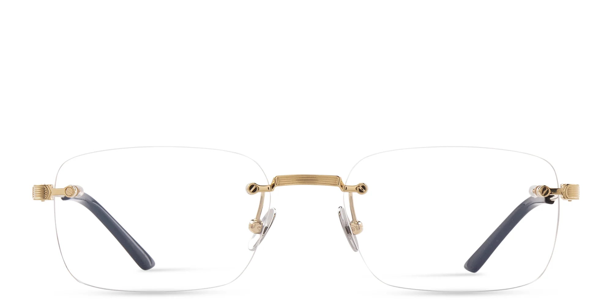 Shop Cartier Signature 'C'de Cartier Wide Rimless Eyeglasses in Gold online.