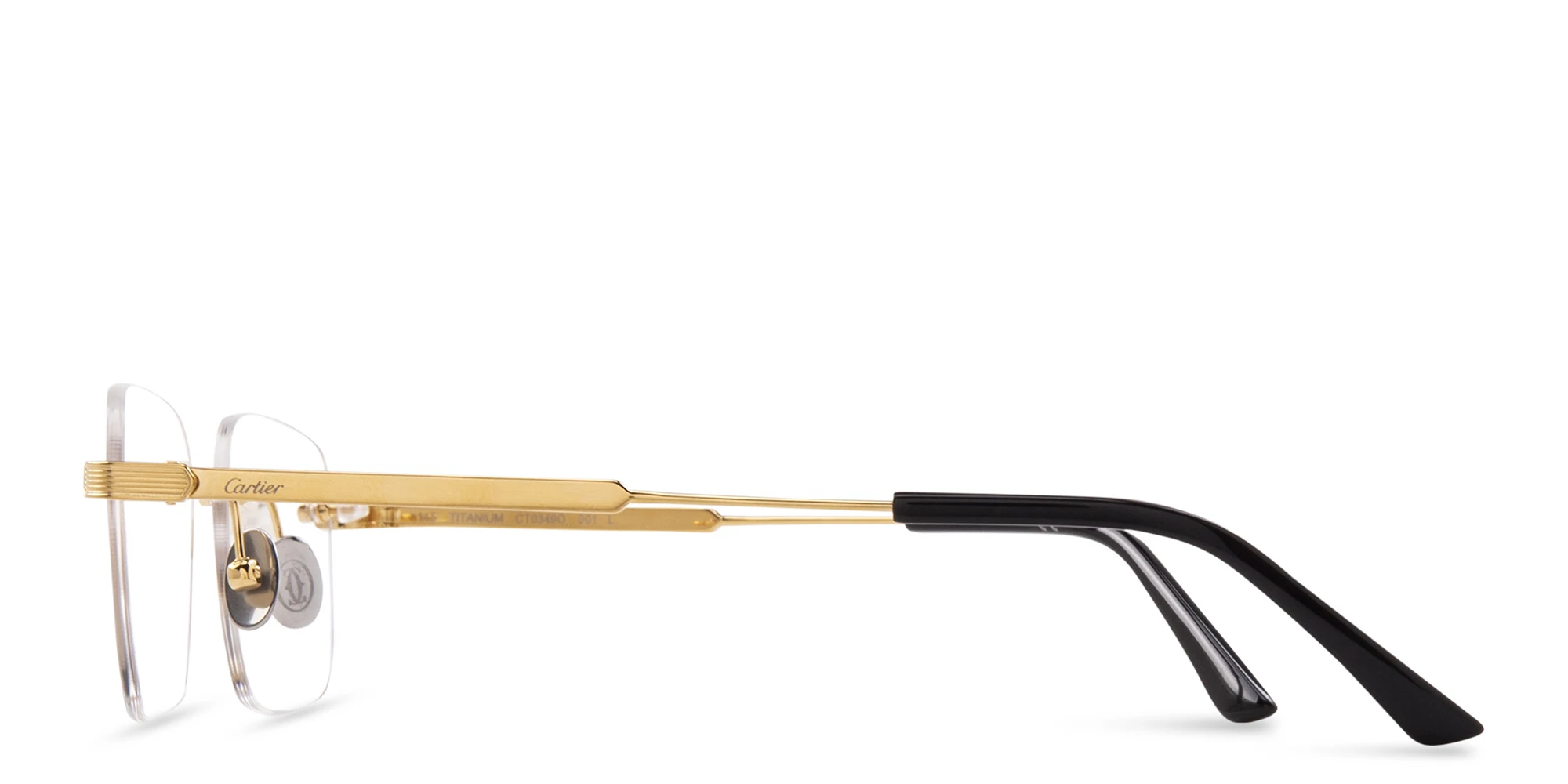 Shop Cartier Signature 'C'de Cartier Wide Rimless Eyeglasses in Gold online.