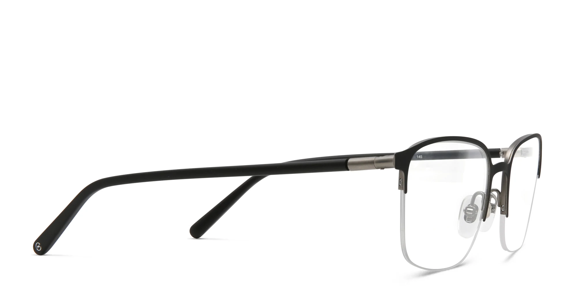 Shop EYE'M Half Rim Rectangle Eyeglasses in Black & Gunmetal online.