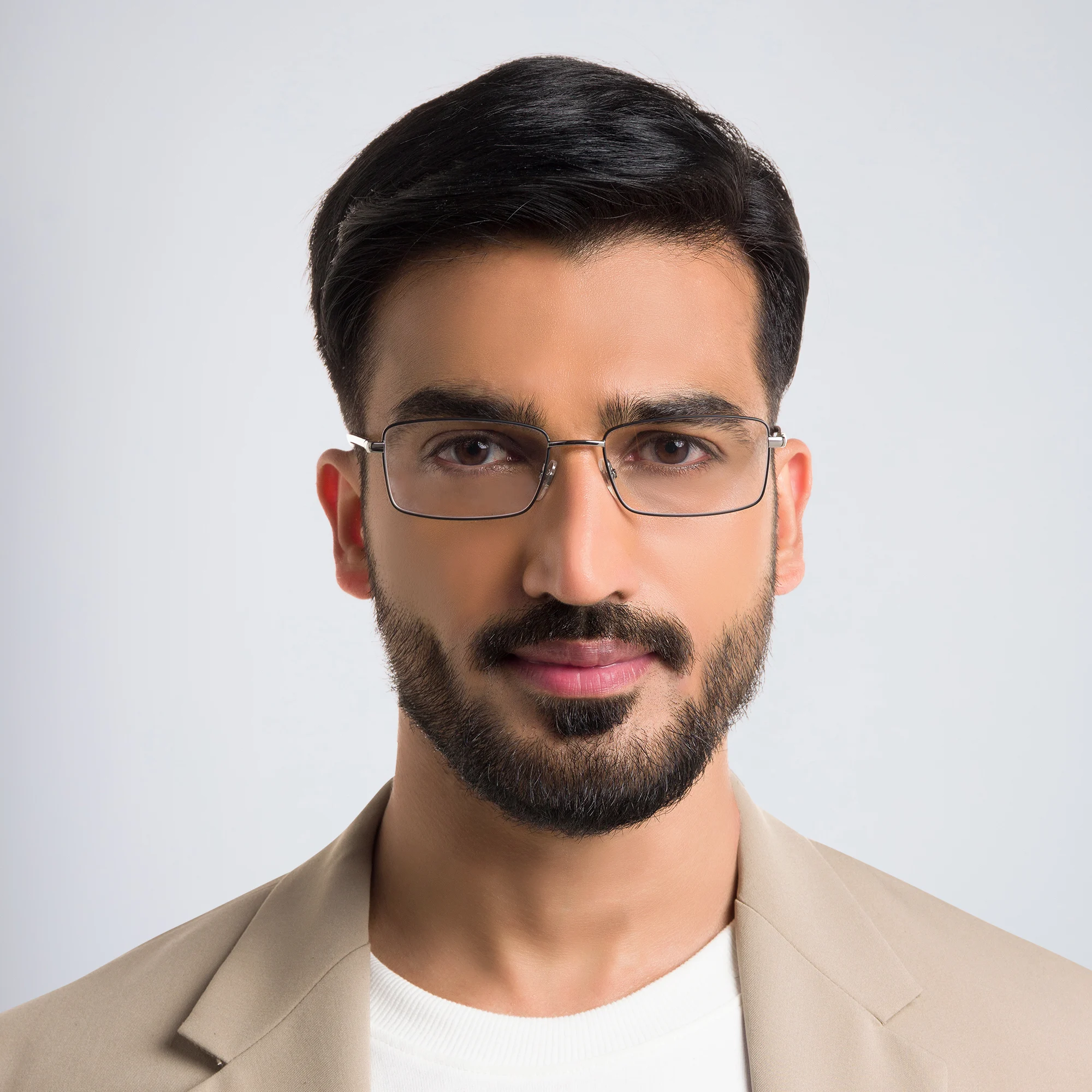 Shop EYE'M Half Rim Rectangle Eyeglasses in Gunmetal online.