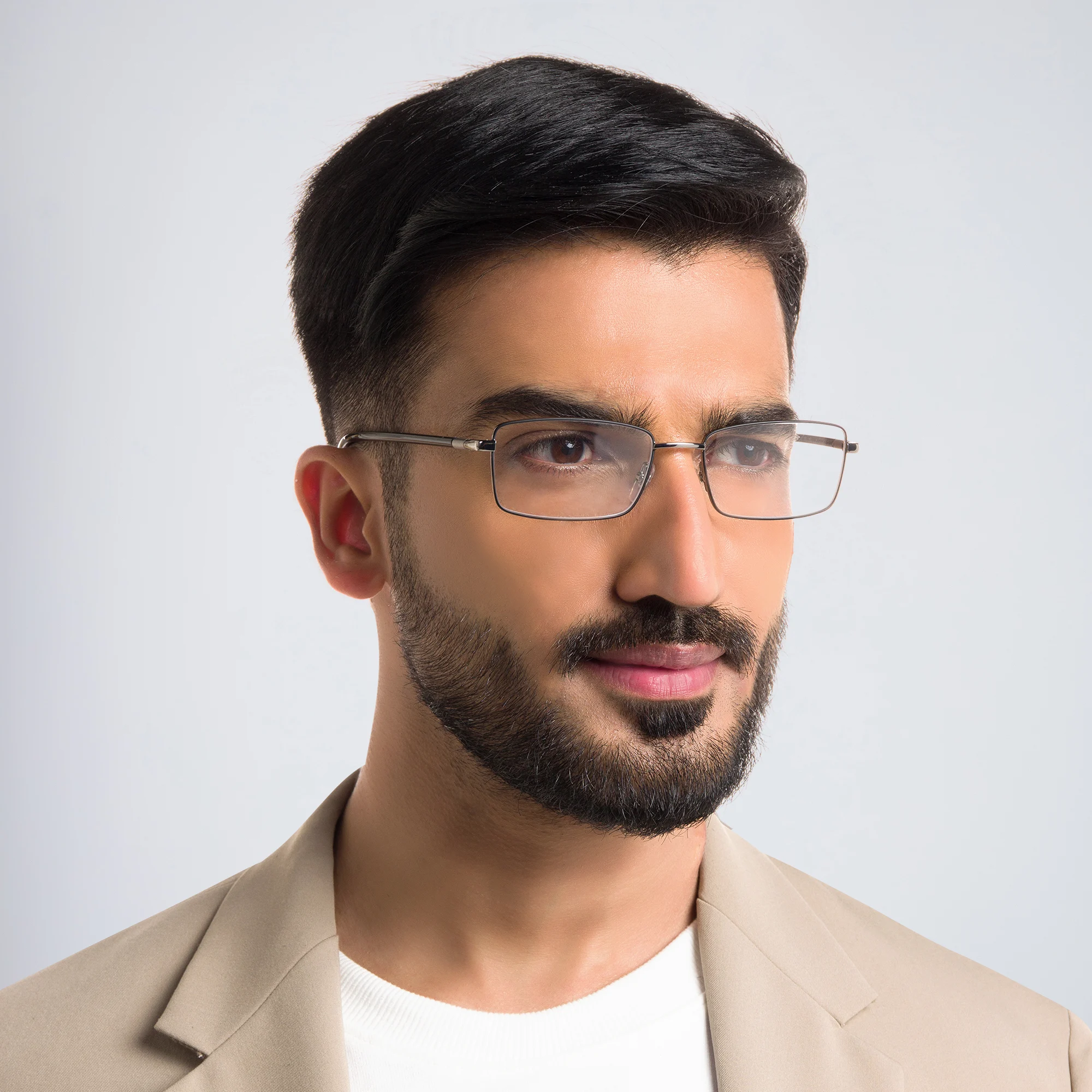 Shop EYE'M Half Rim Rectangle Eyeglasses in Gunmetal online.