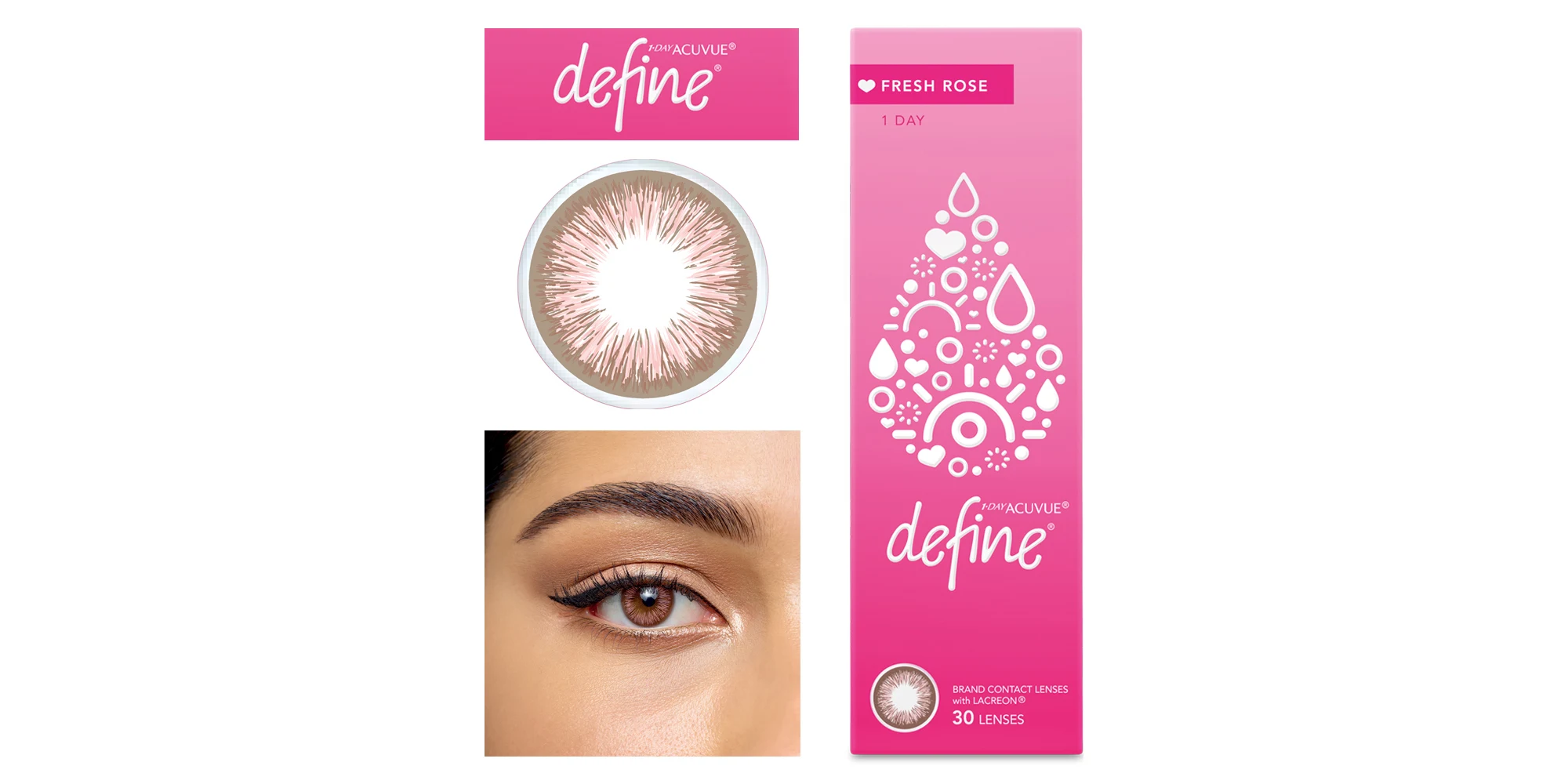 Shop ACUVUE 1-Day Define Fresh Color Contact Lenses - Rose online.