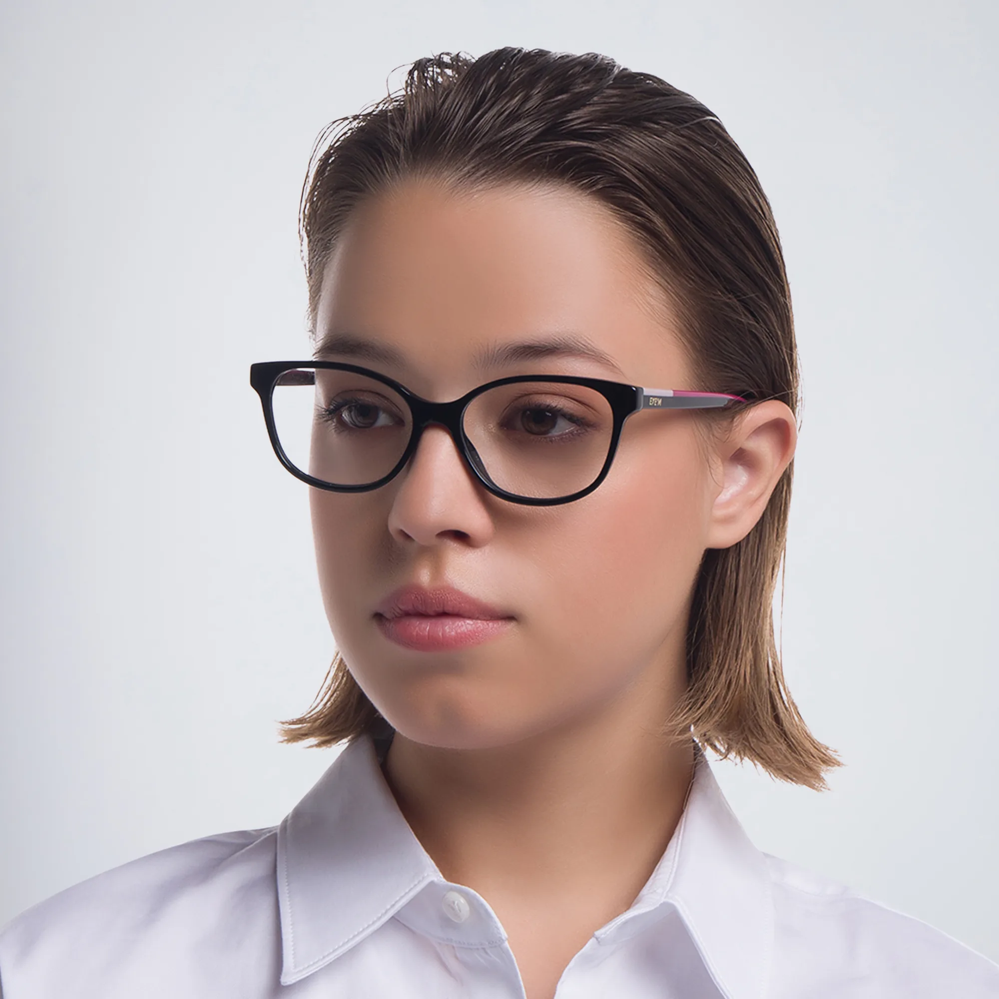 Shop EYE'M Square Eyeglasses in Black online.