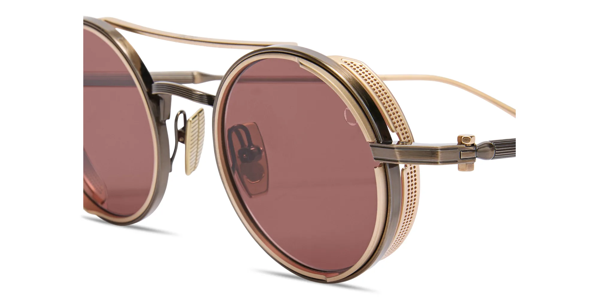 Shop AKONI Eris Anniversary Edition Unisex Round Sunglasses in Antique Gold online.