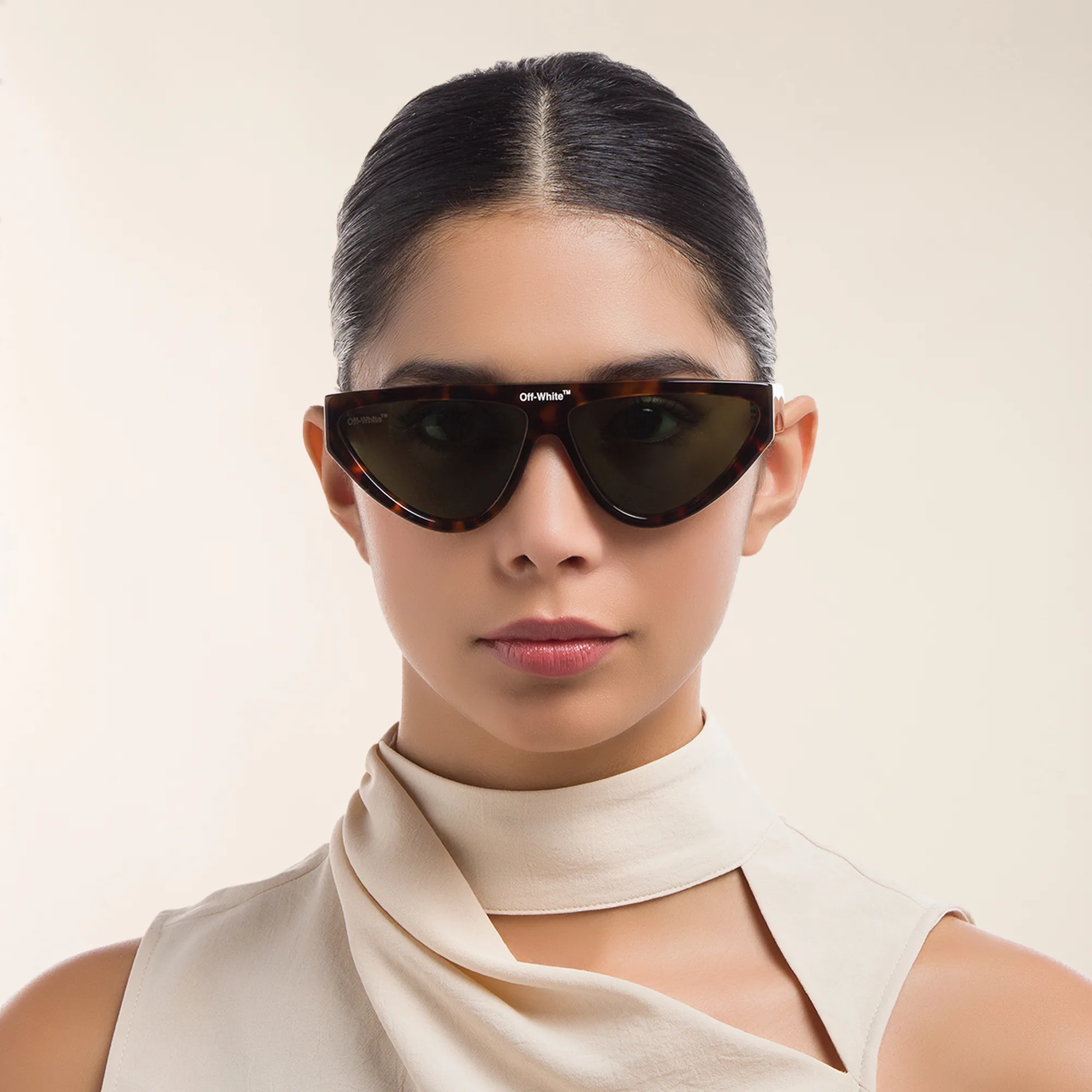 Shop OFF WHITE Unisex Cat-Eye Sunglasses in Havana online.