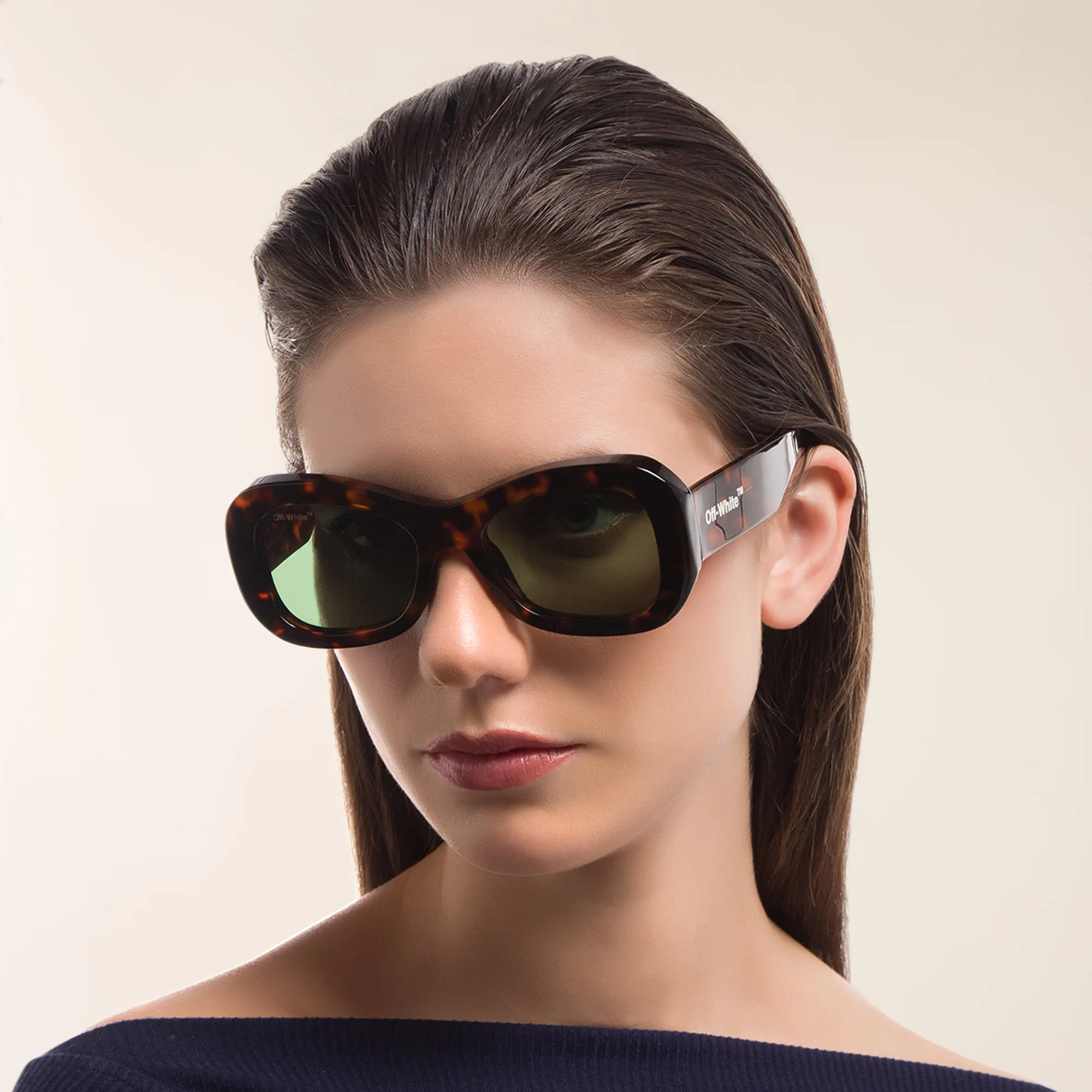 Shop OFF WHITE Unisex Round Sunglasses in Havana online.