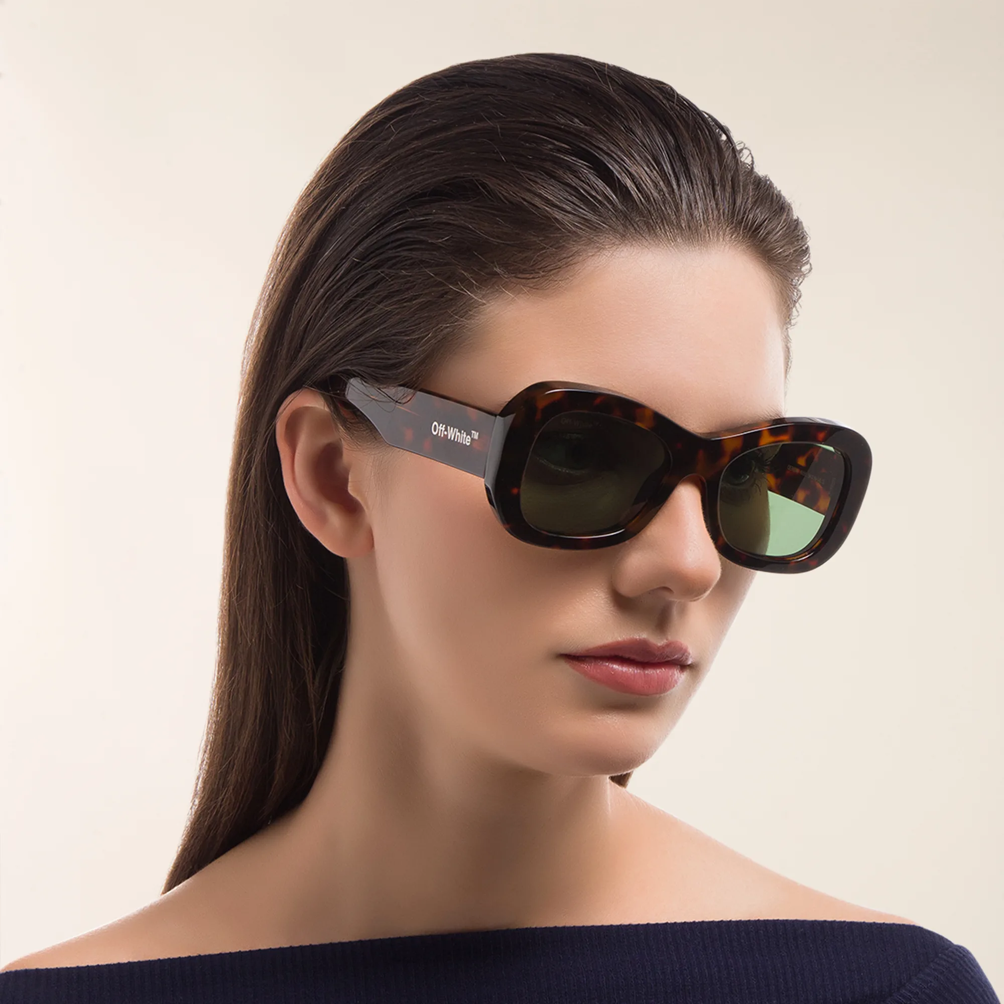 Shop OFF WHITE Unisex Round Sunglasses in Havana online.